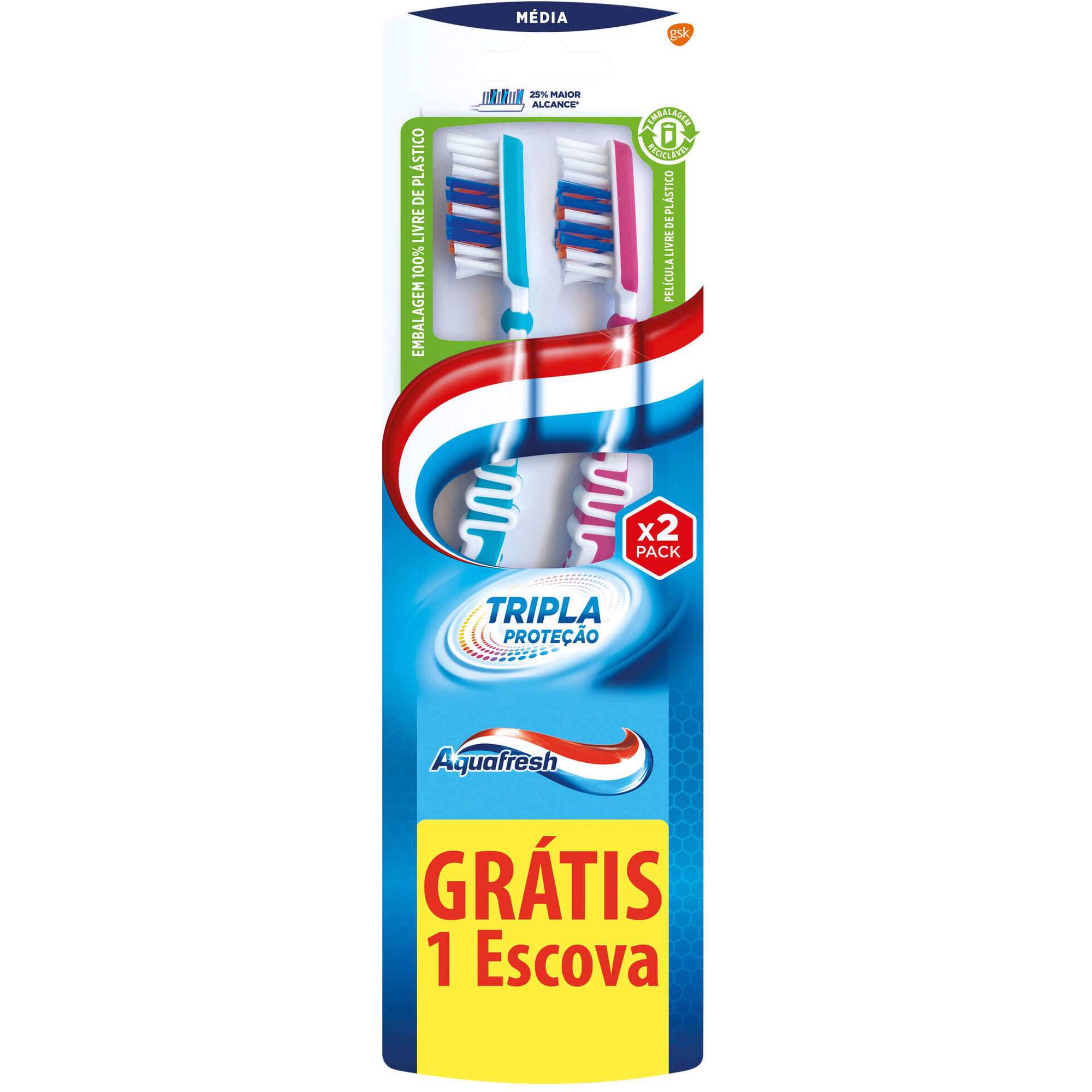 Escova de Dentes Tripla Proteção Média