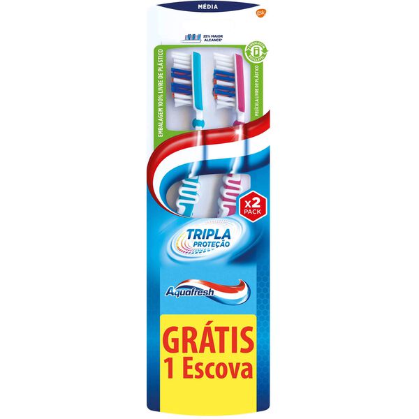 Escova de Dentes Tripla Proteção Média Aquafresh