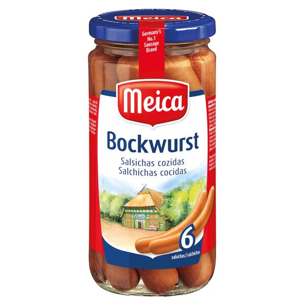 Salsichas Alemãs Bockwurst Frasco 6 un sem Glúten Meica