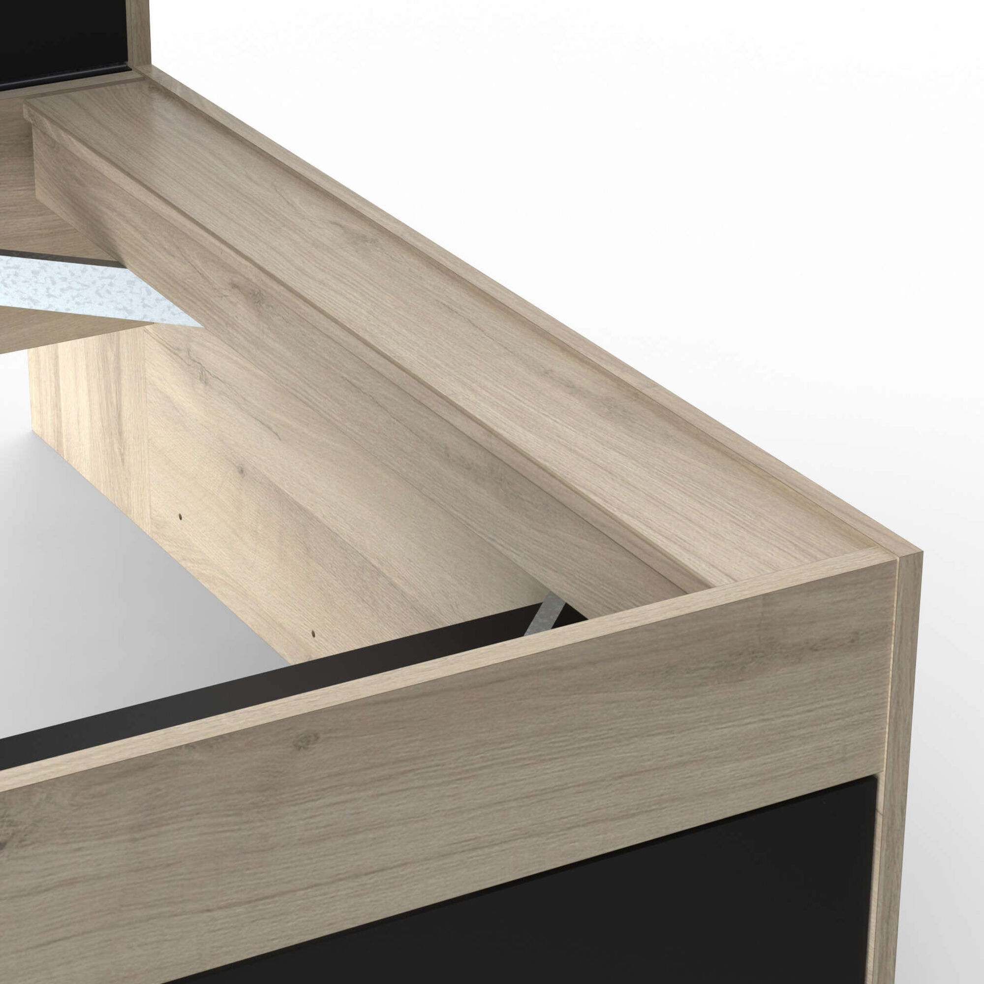 Cama Solteiro 119x229x88cm Preta e Carvalho Life