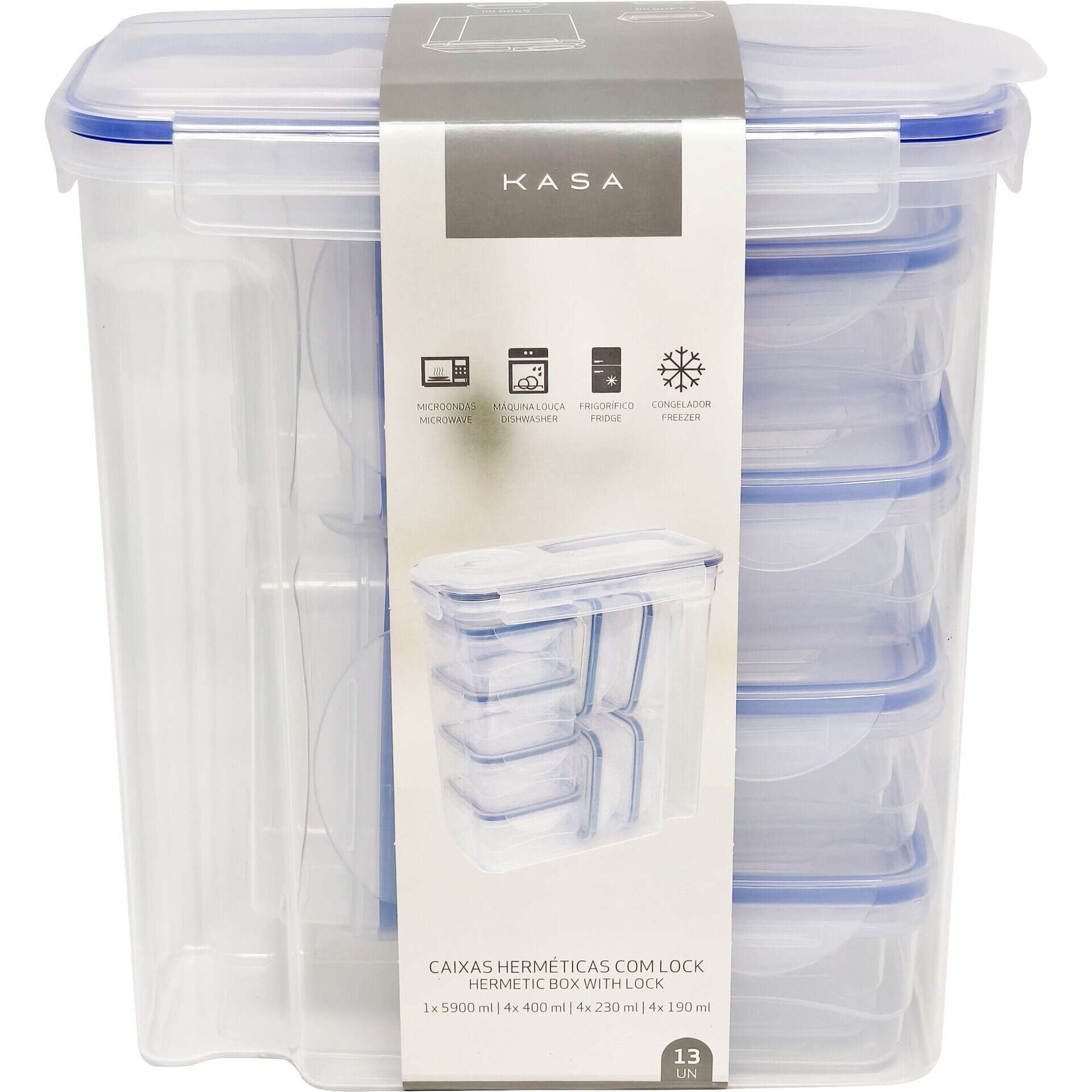 Conjunto 13 Caixas Herm&eacute;ticas com Fecho Kasa
