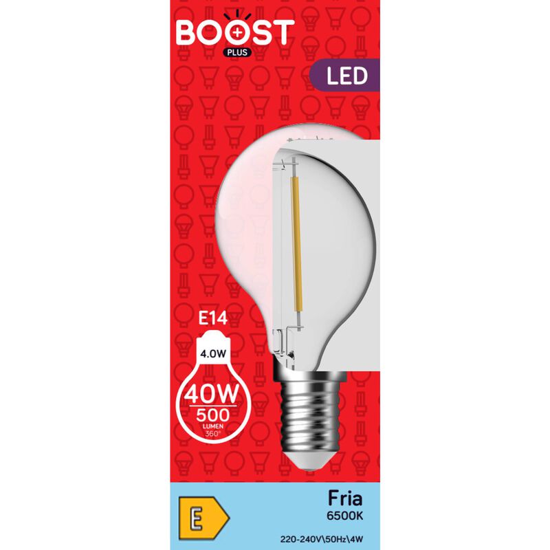 Lâmpada LED Esférica E14 6500K 40W Boost
