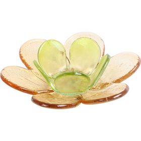 Suporte de Vela 12x12x4cm Flor Verde Kasa