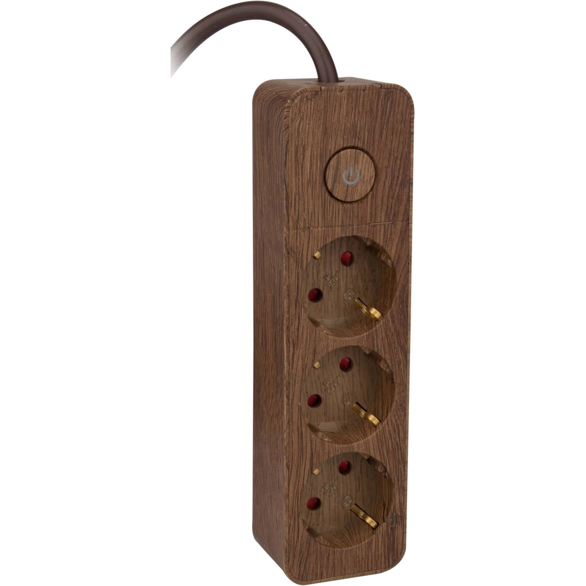 Bloco 3 Tomadas com Interruptor Wood 2mts