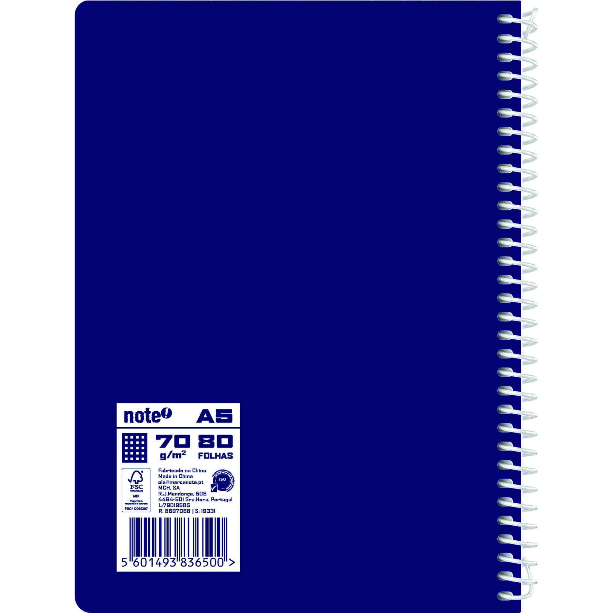 Caderno Espiral Quadriculado A5 Azul Note!