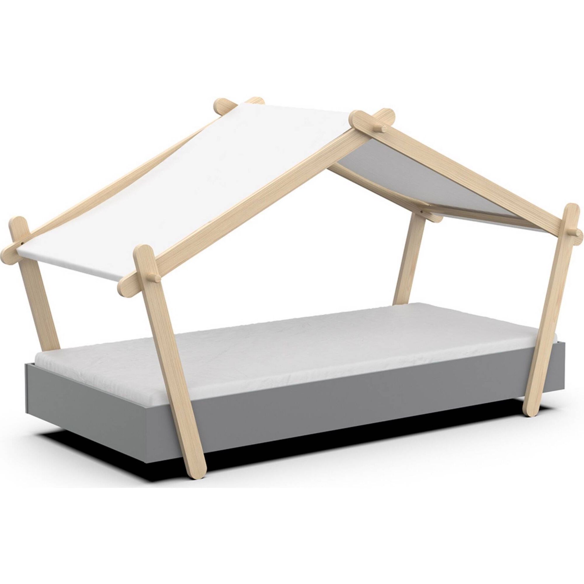 Cama Tenda 223,2x105,5x129,7cm Natural e Cinza Lodge