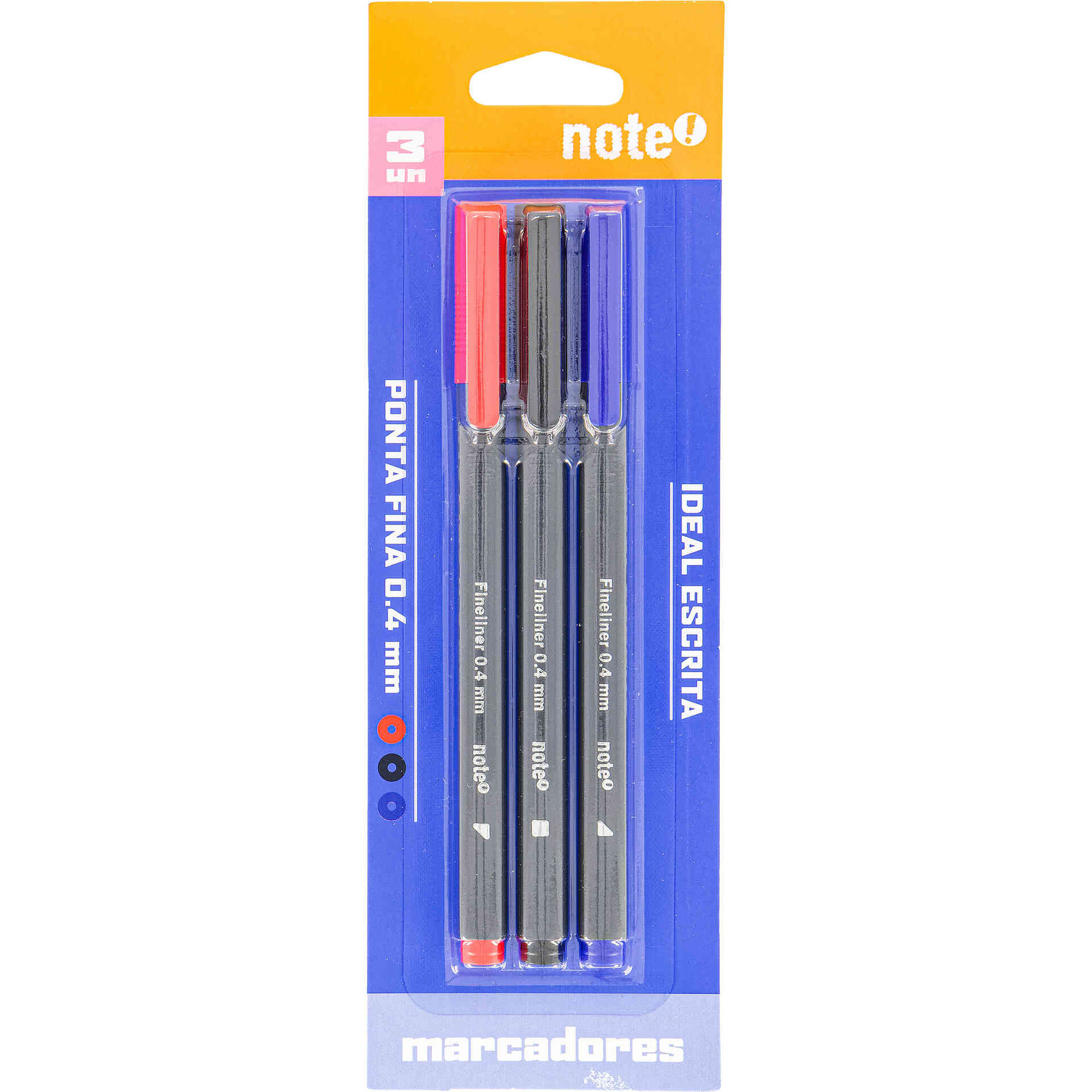 Conjunto 3 Marcadores de Escrita Fino de Tinta Preta Note!