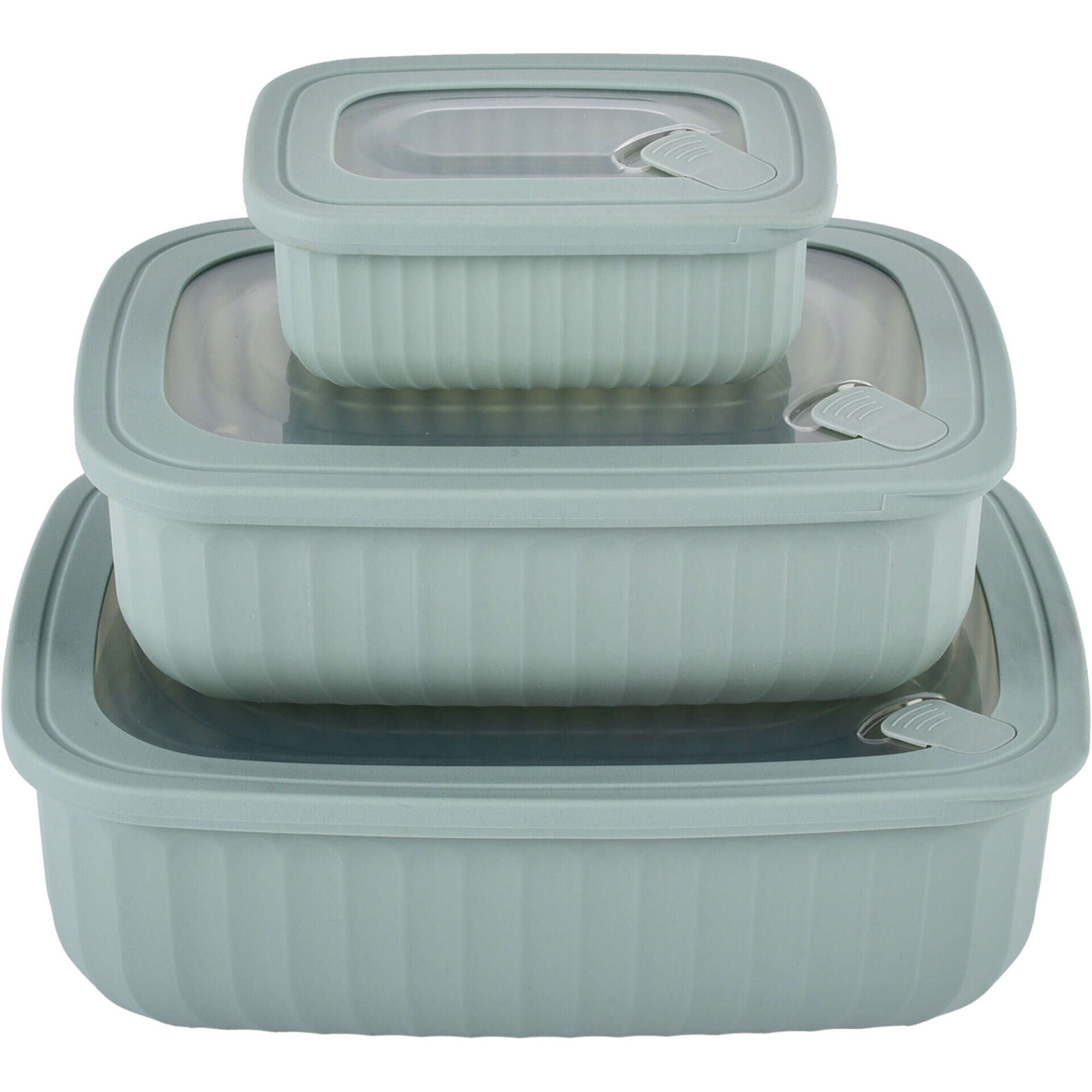 Conjunto 3 Caixas Herm&eacute;ticas Cinza Ceramic Colors Kasa