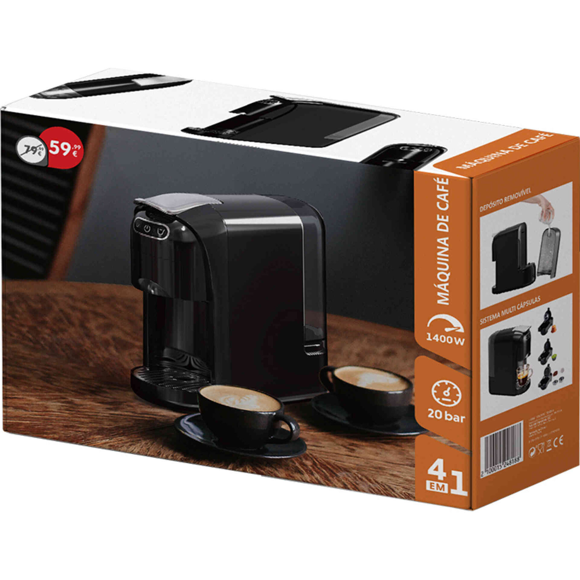 M&aacute;quina de Caf&eacute; 4 em 1 1400W Bazar&atilde;o