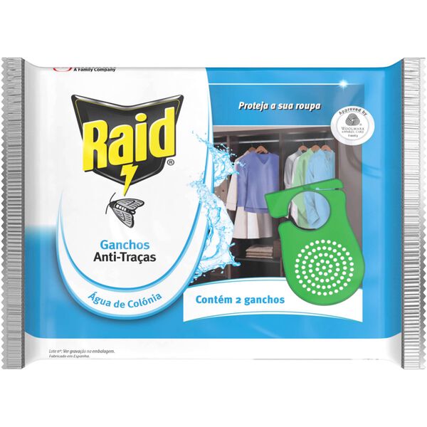 Inseticida Anti-Traça Ganchos Perfume Água de Colónia Raid