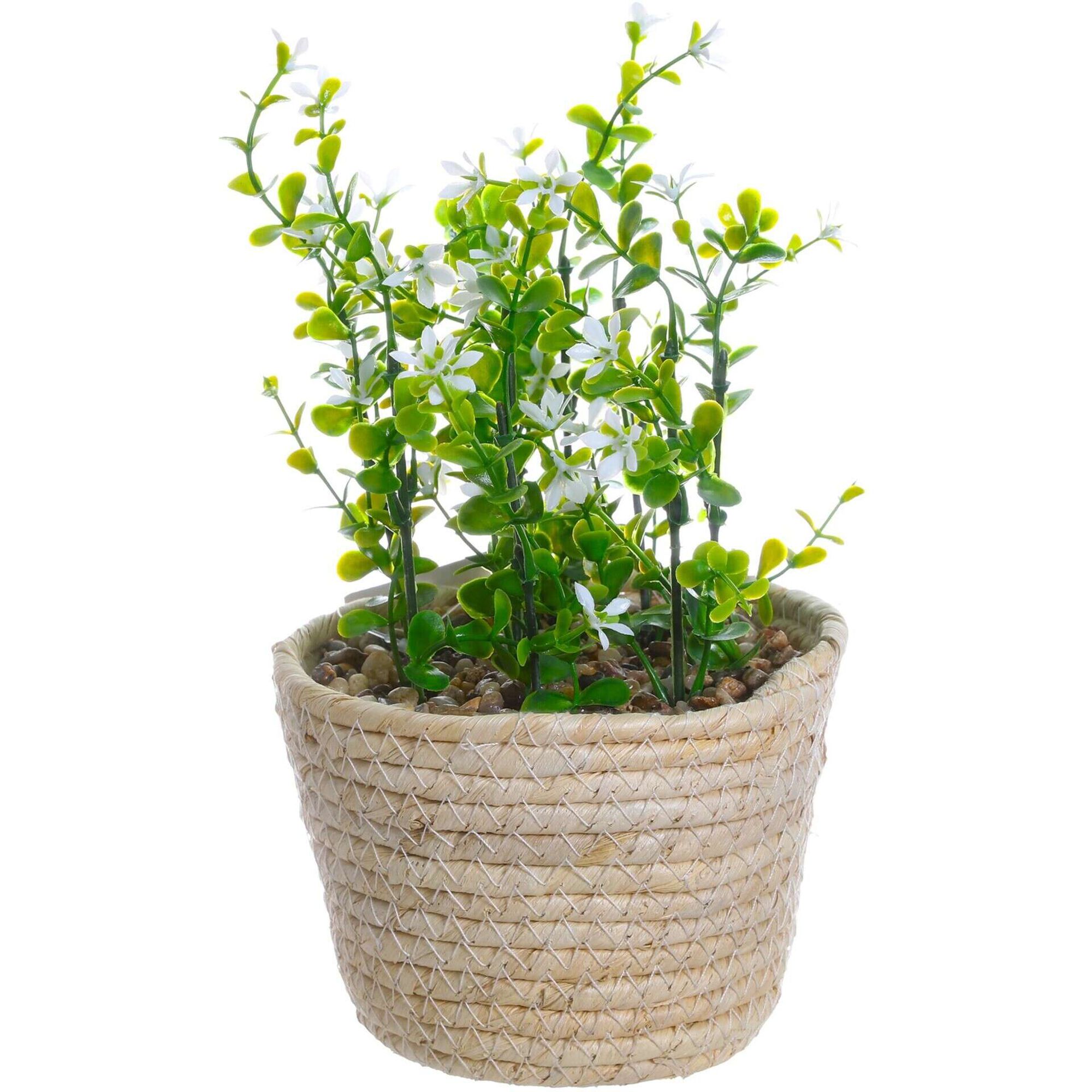 Planta Artificial Vaso Palha e Folhas Eucalipto Kasa