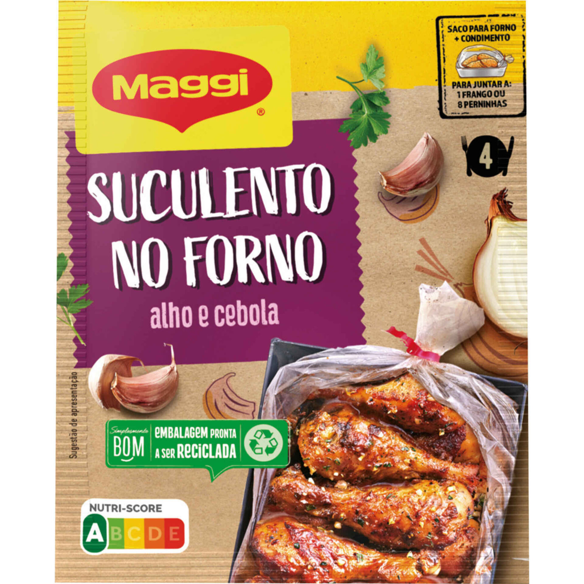 Molho Suculento Frango Campestre no Forno com Alho e Cebola em Saqueta