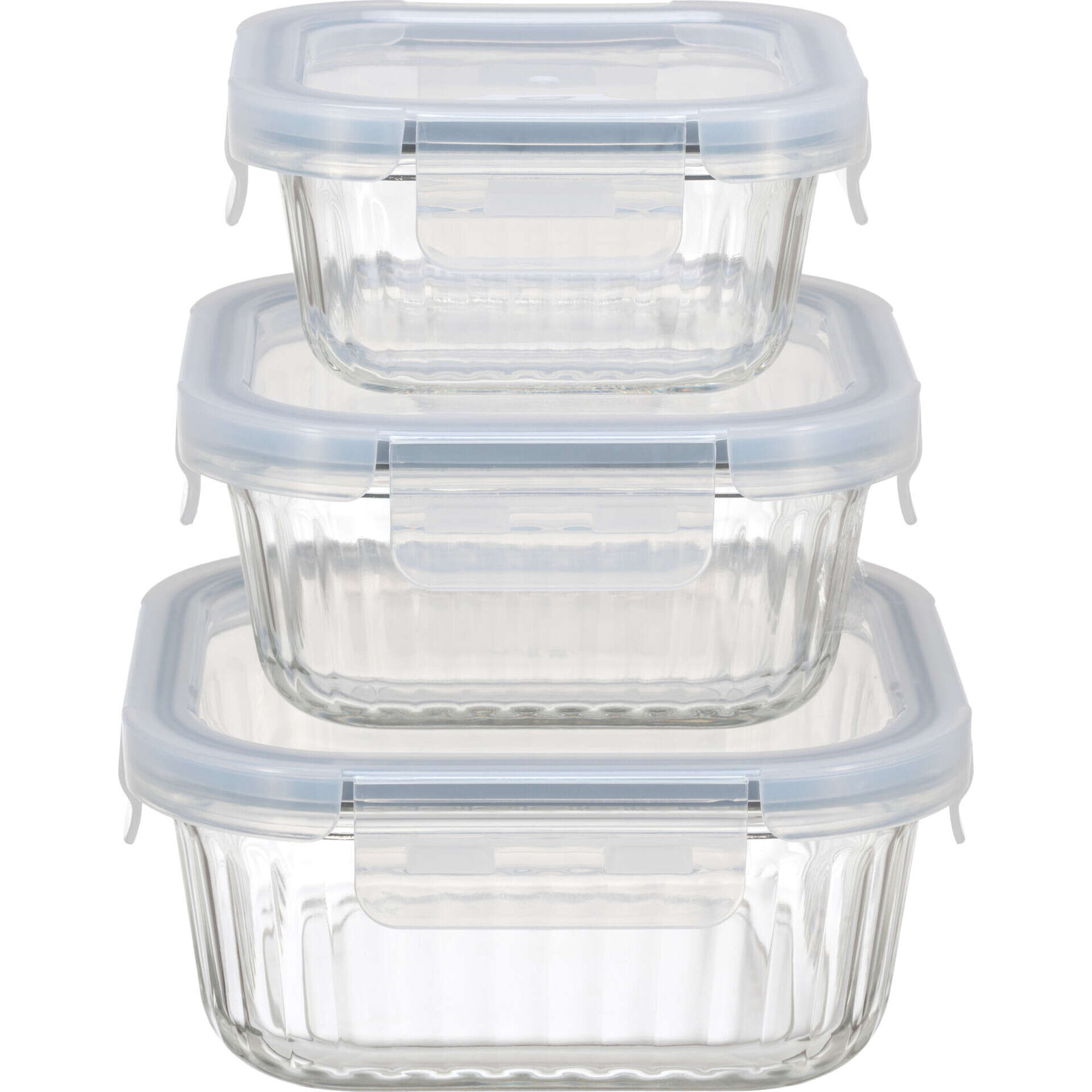 Conjunto de 3 Caixas Vidro 15,6x15,6cm Herméticas