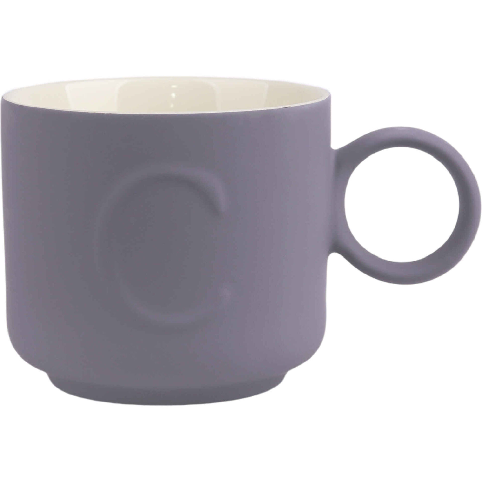 Caneca 360ml Letra C Cinza Kasa