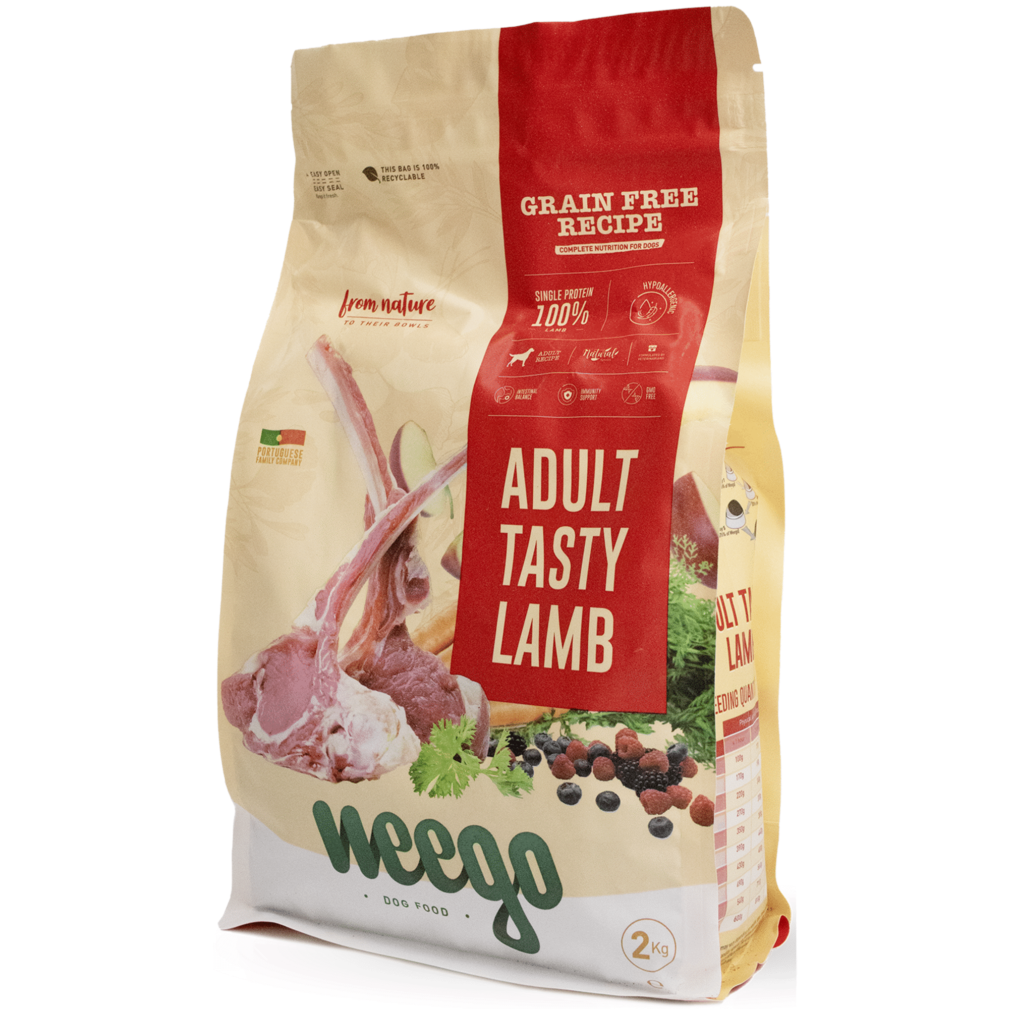 Ra&ccedil;&atilde;o para C&atilde;o Adulto Borrego Grain Free Weego