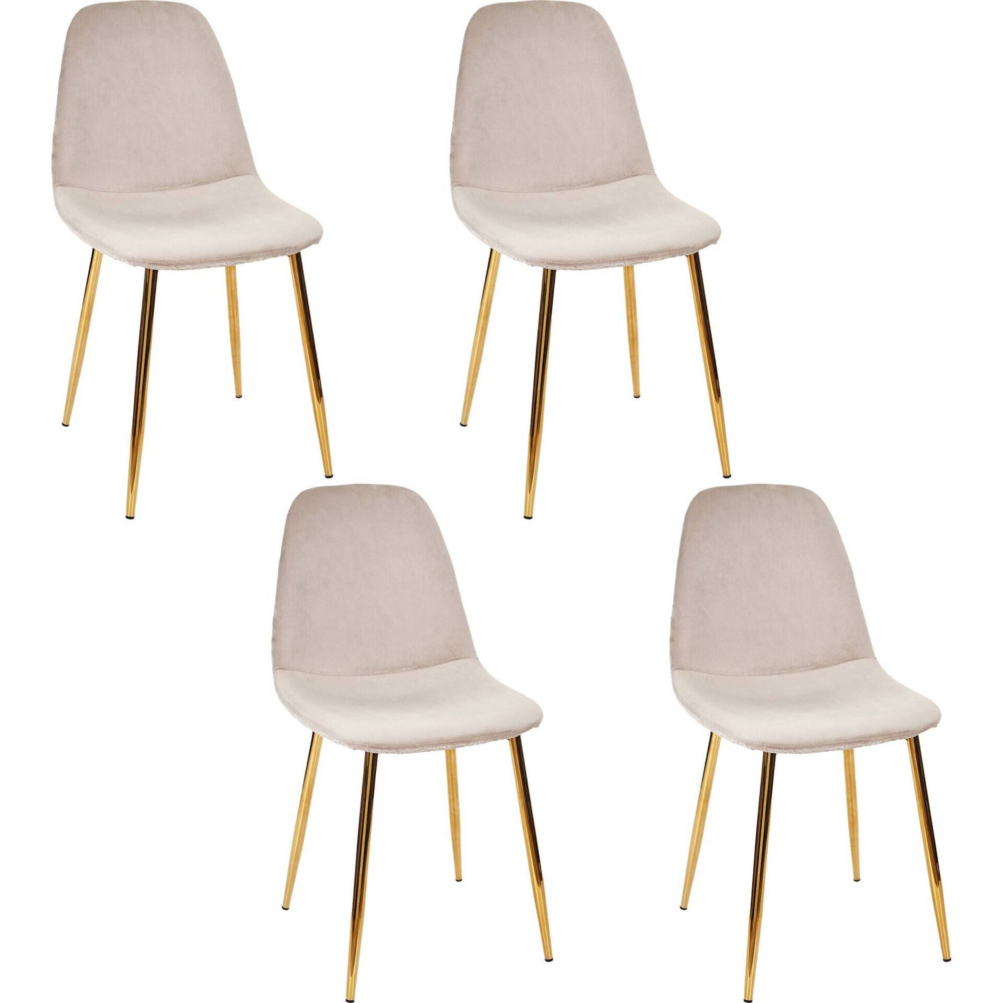 Conjunto de 4 Cadeiras Estofadas de P&eacute;s Dourados