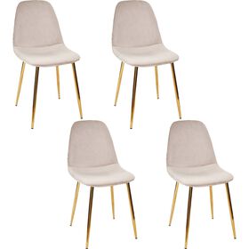Conjunto de 4 Cadeiras Estofadas de P&eacute;s Dourados