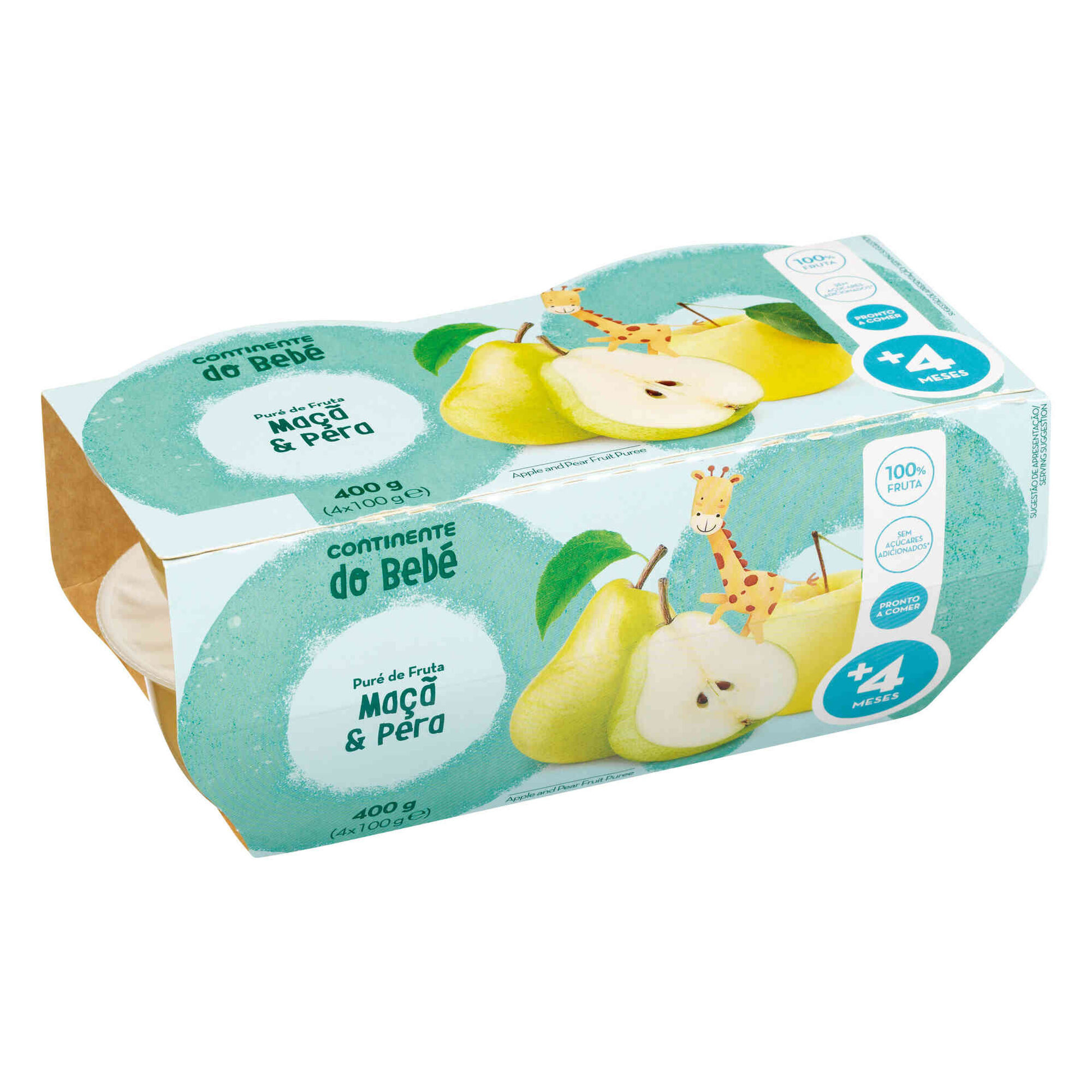 Puré de Fruta Maçã e Pera +4M