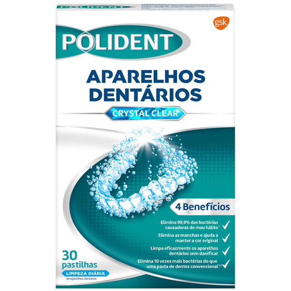 Pastilhas Limpeza de Aparelhos Dentários Polident