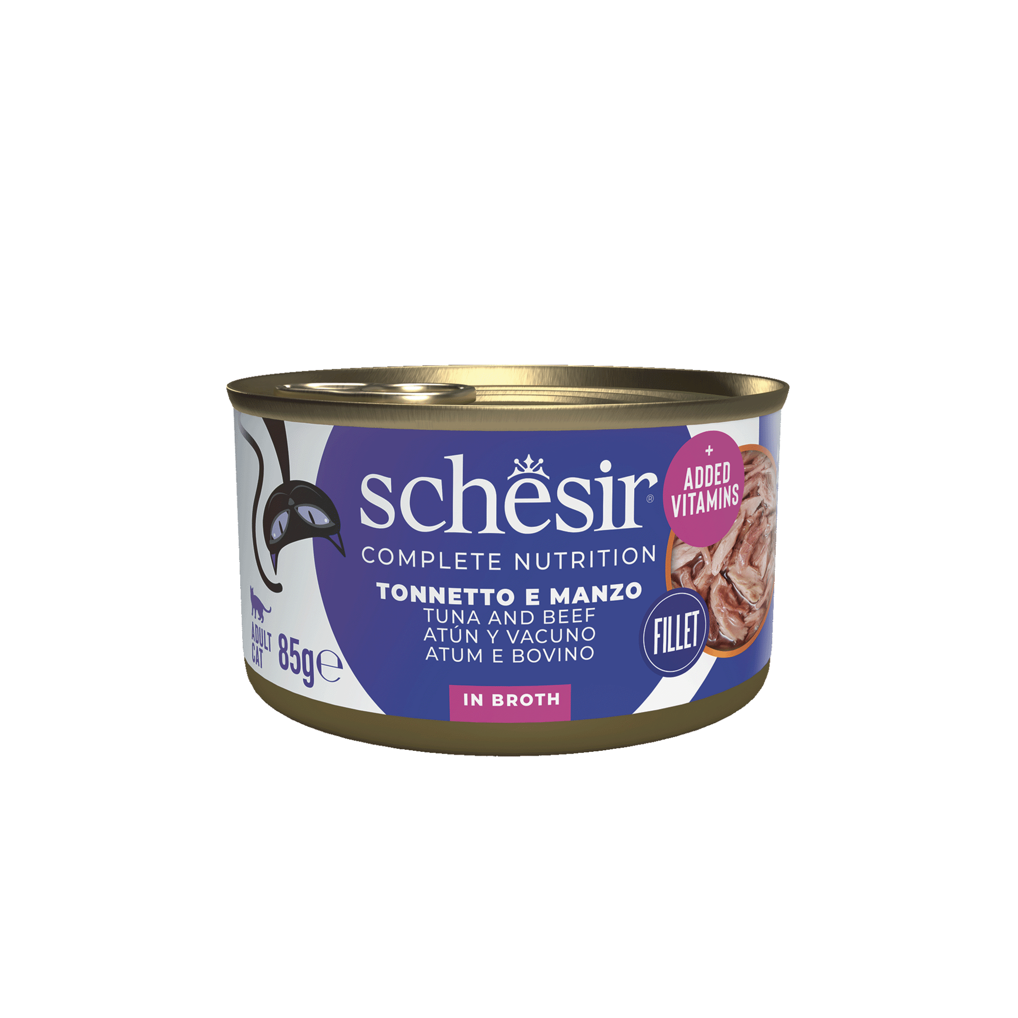 Comida H&uacute;mida para Gato Adulto Atum e Carne Bovino em Caldo Schesir