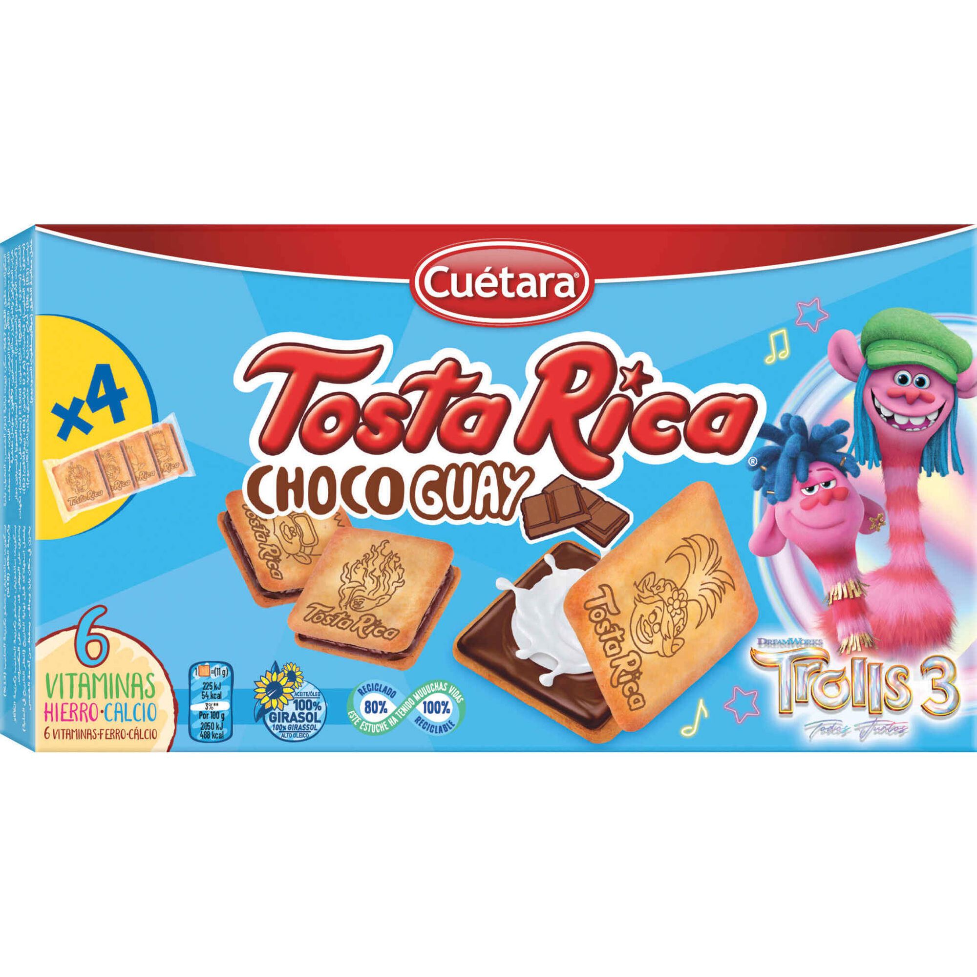 Bolachas com Recheio de Leite e Cacau Tosta Rica Choco Guay