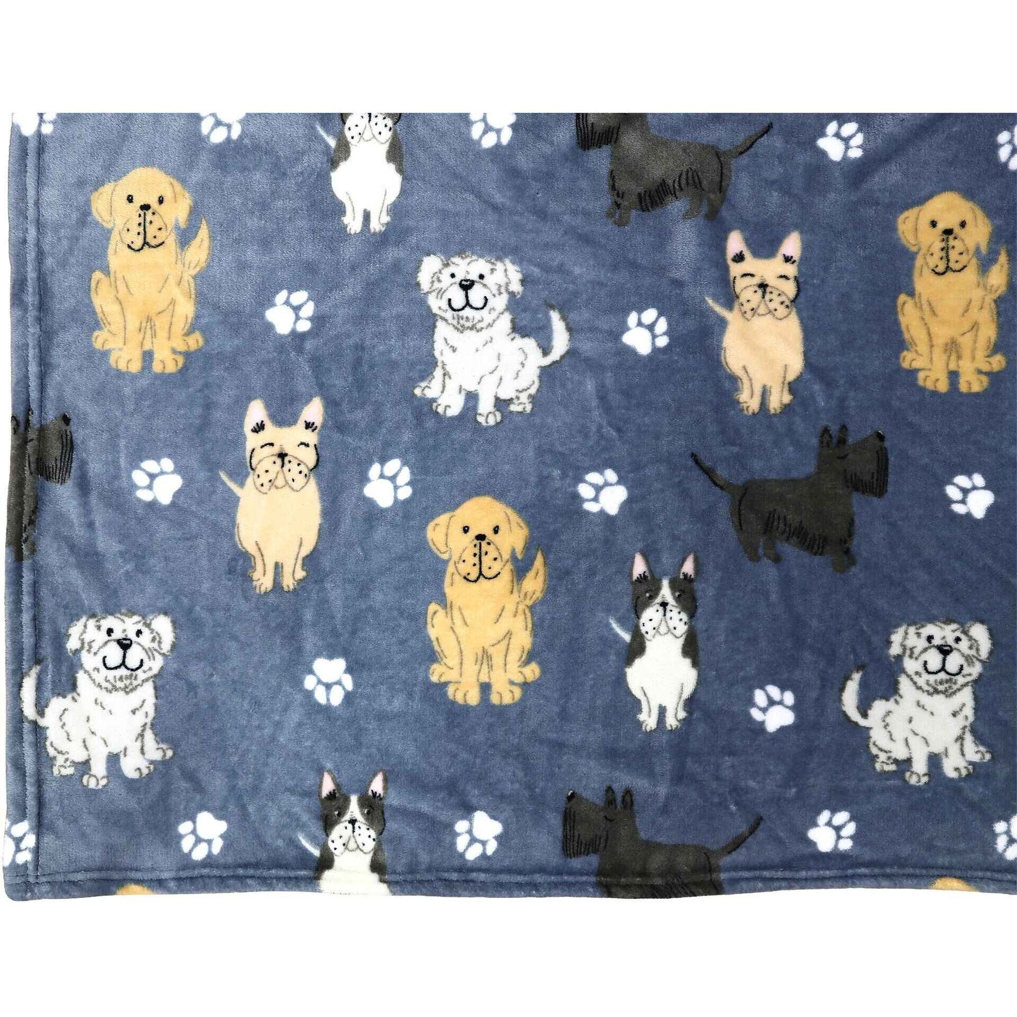 Manta Flanela Gato & C&atilde;o Azul Kasa