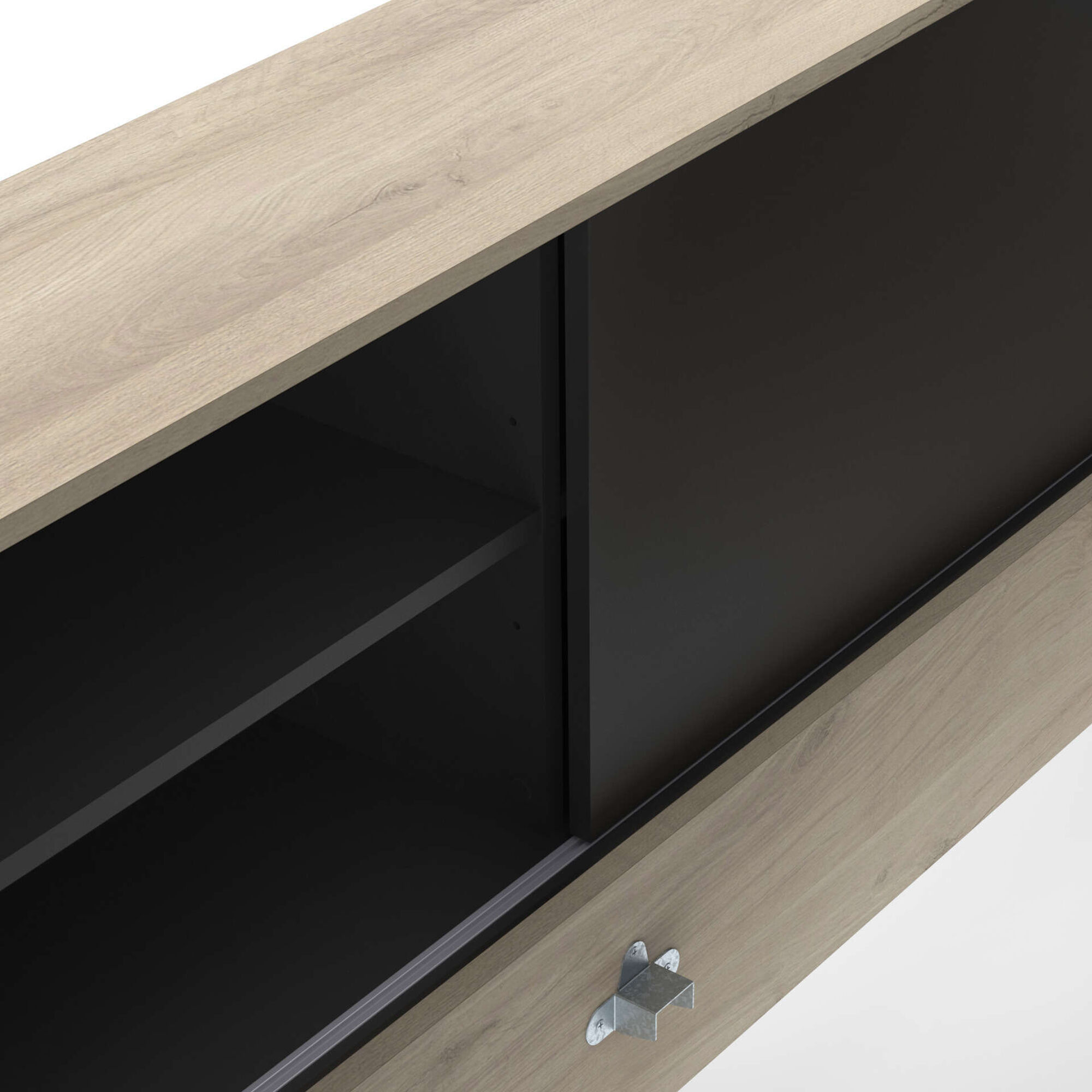 Cama Solteiro 119x229x88cm Preta e Carvalho Life