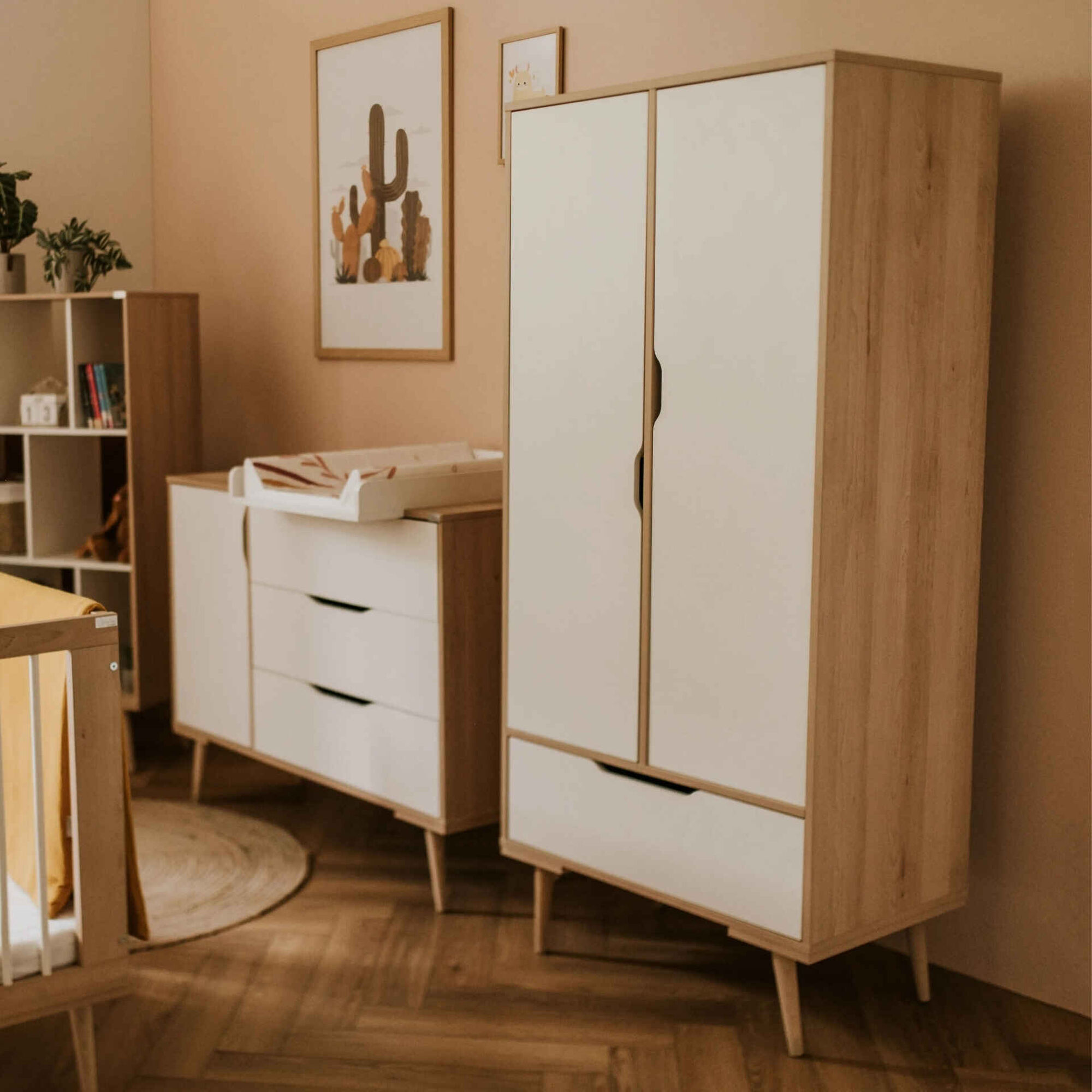 Roupeiro 2 Portas 80x50x180cm Faia e Branco Sofie