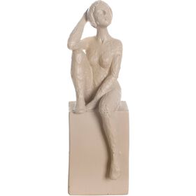 Figura Sentada em Banco com M&atilde;o na Cabe&ccedil;a