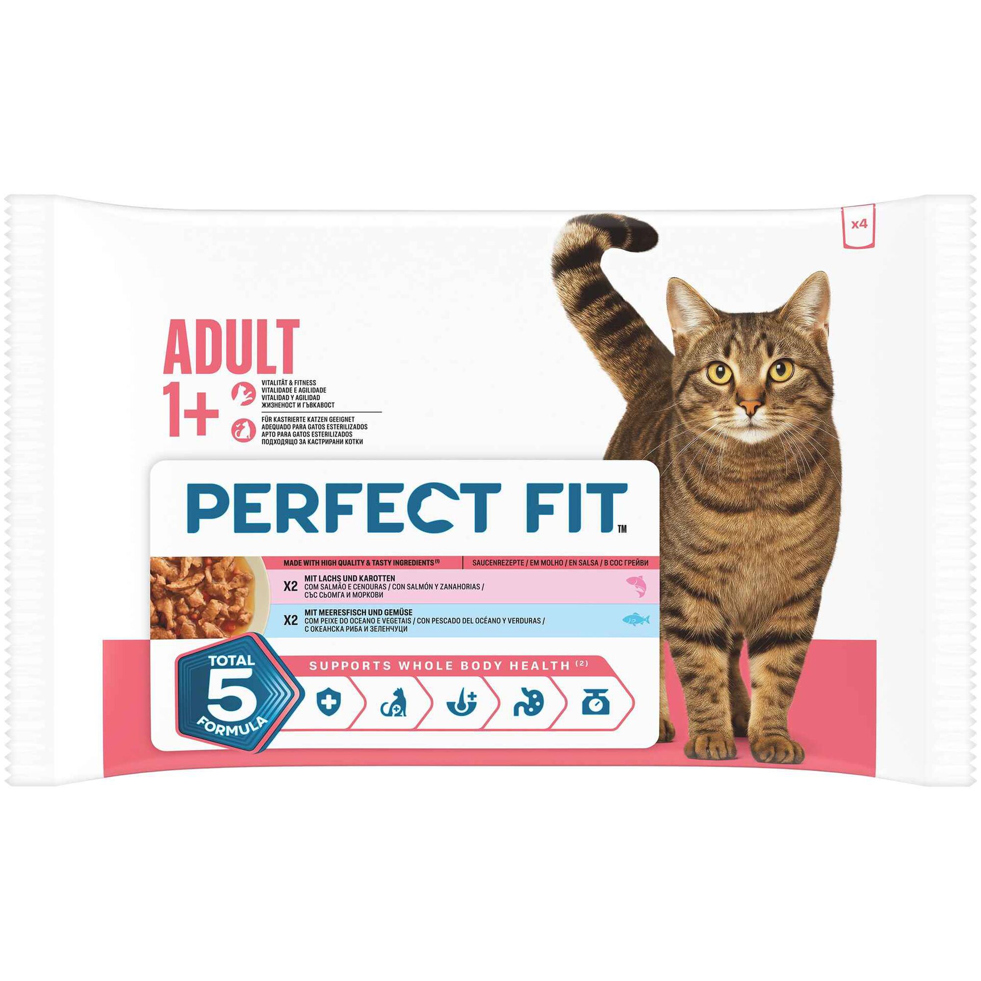 Comida H&uacute;mida para Gato Pescada e Salm&atilde;o Perfect Fit