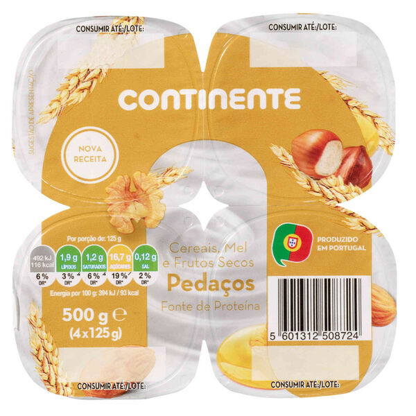 Iogurte Pedaços Cereais, Frutos Secos e Mel Continente