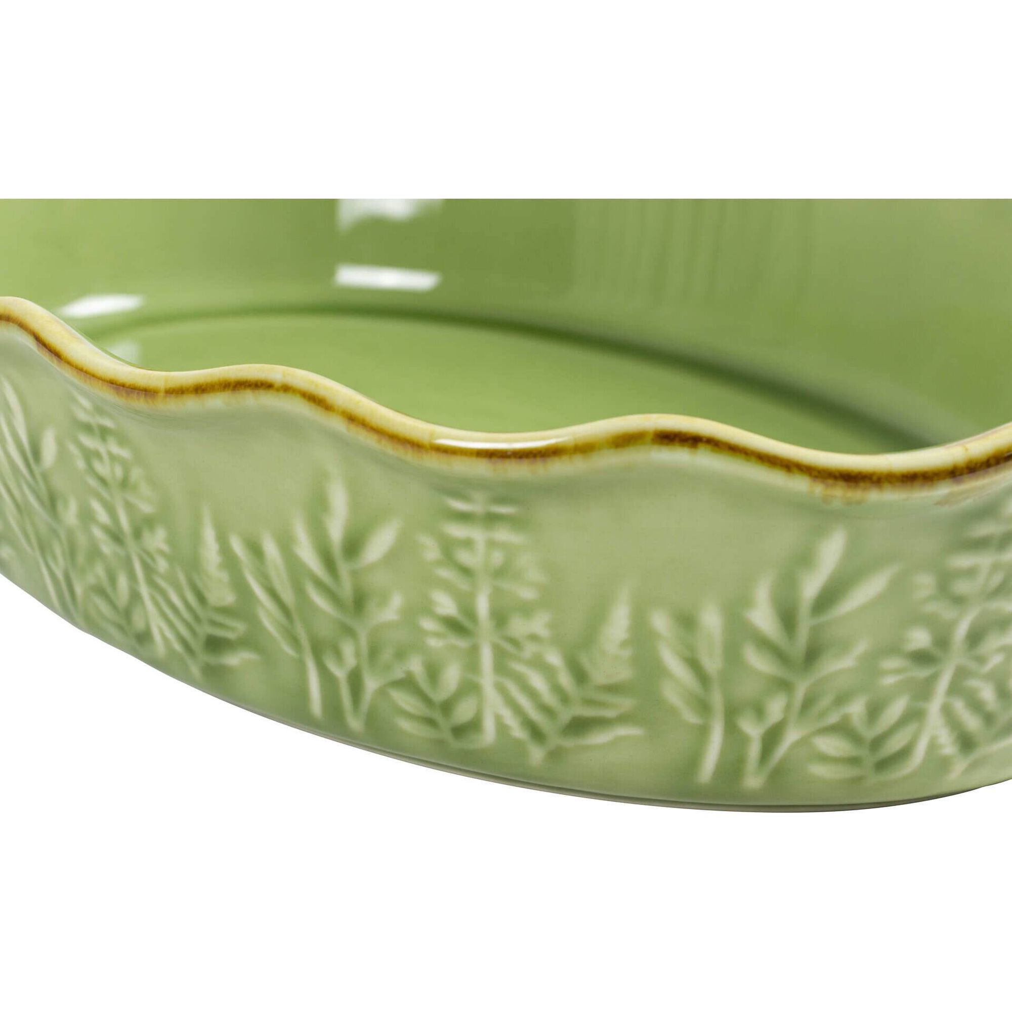 Assadeira Oval Folhas Verde Claro Kasa