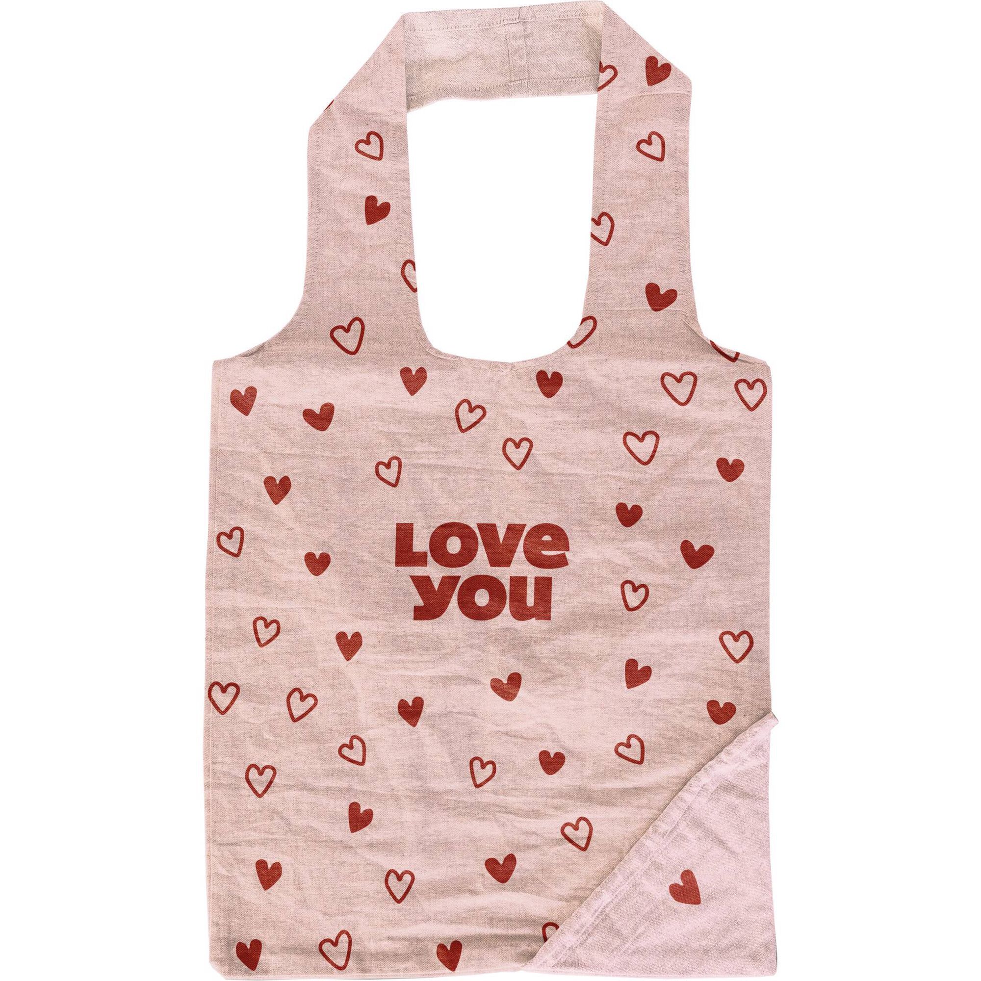 Saco Dobr&aacute;vel Love You 70x40cm Rosa Kasa