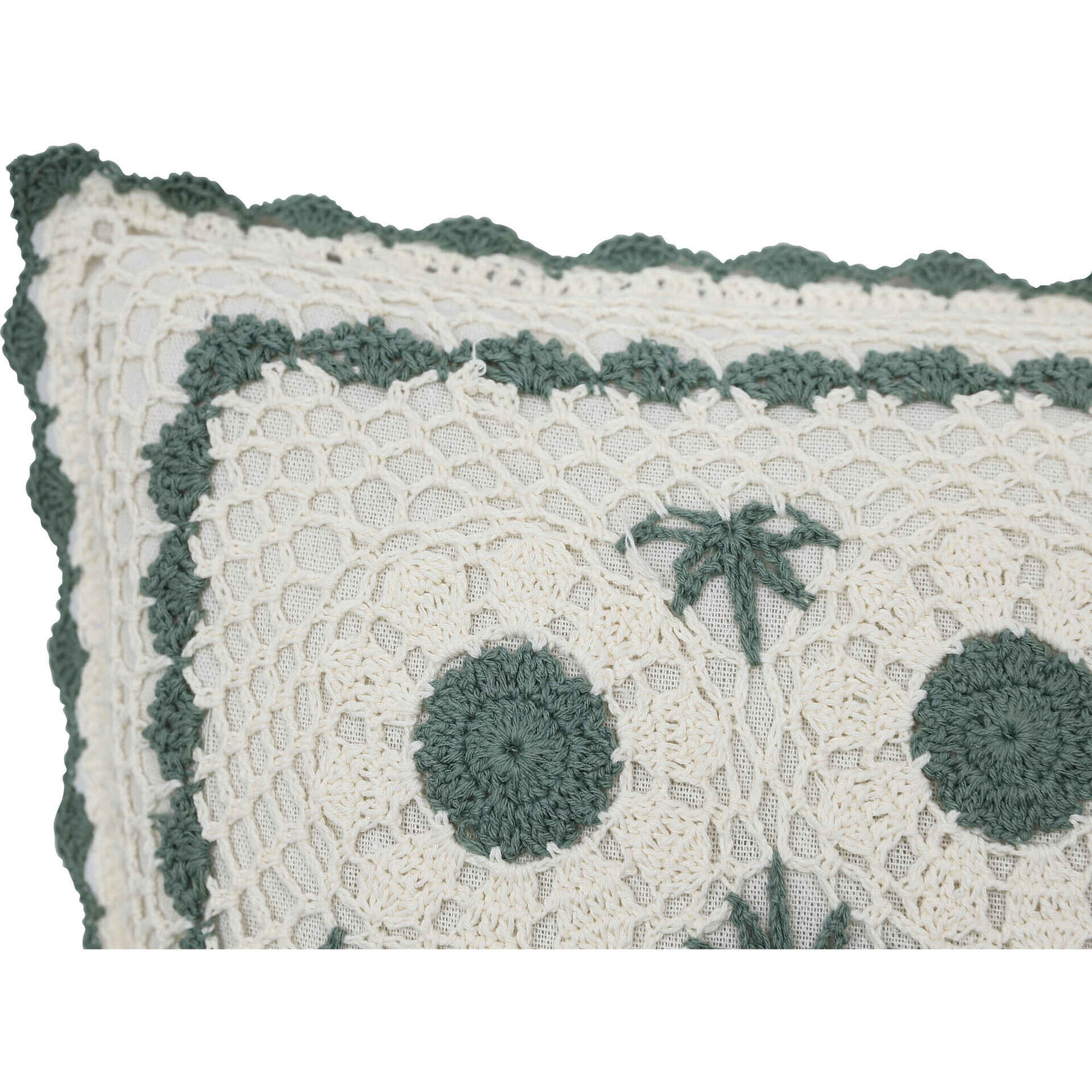 Almofada 45x45cm Croch&ecirc; Flores Kasa