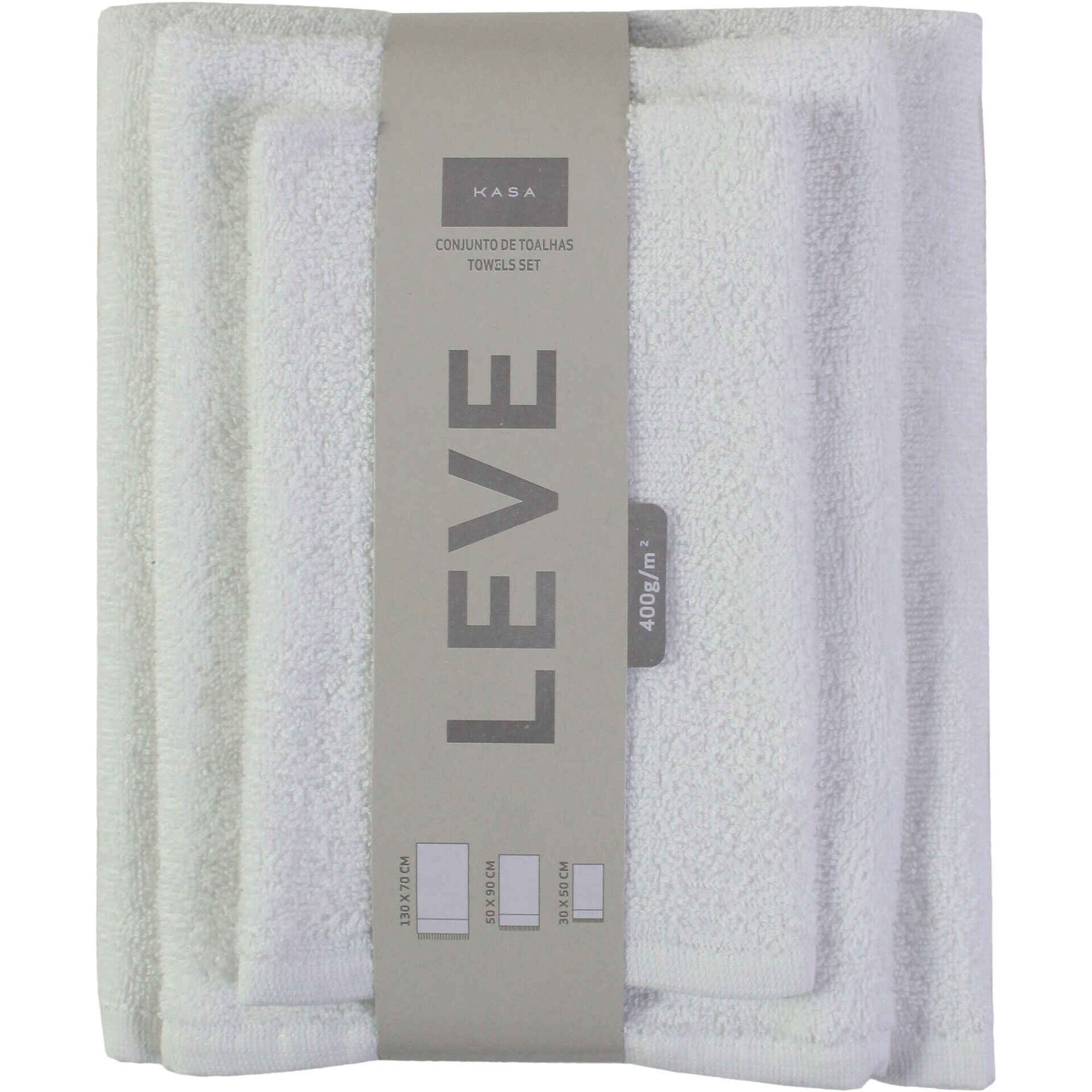 Conjunto 3 Toalhas Leve Branca Kasa