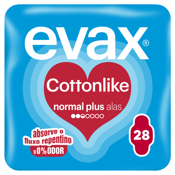 Pensos Higiénicos Cottonlike Normal Plus com Abas Evax