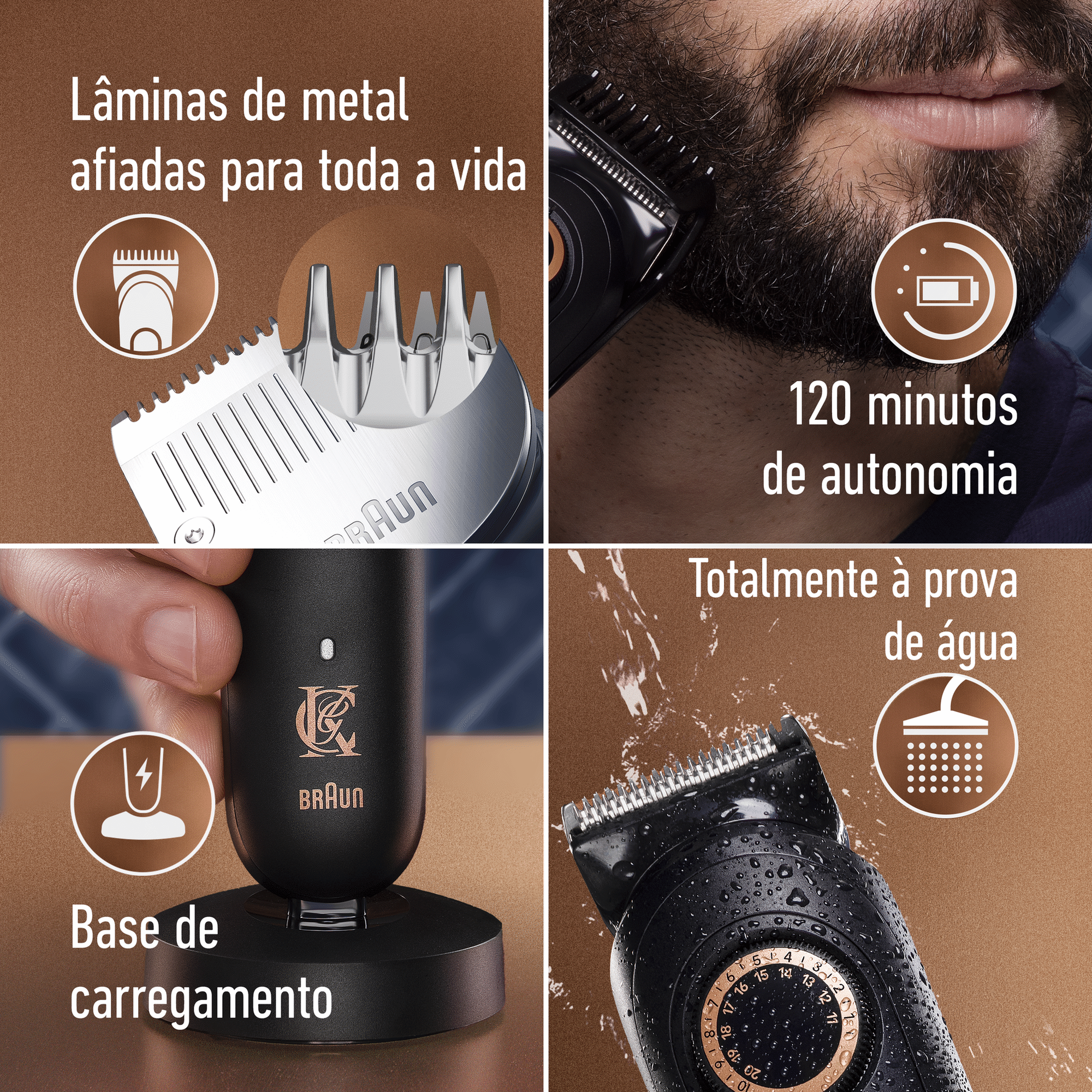 Aparador Barba Pro Max com 3 Pentes Gillette King C.