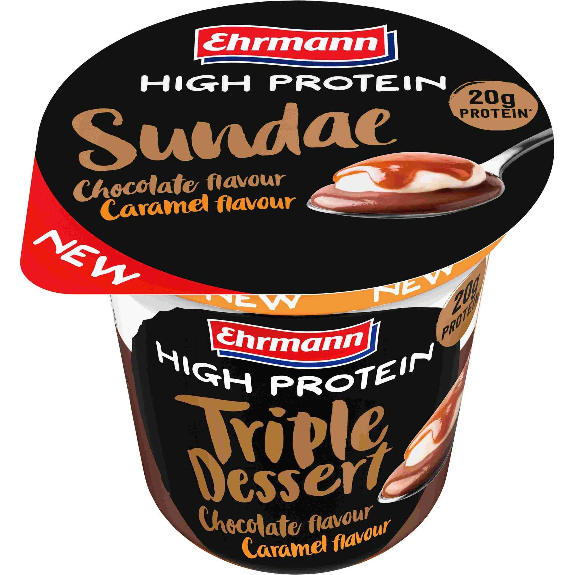Pudim Sundae Prote&iacute;na Chocolate e Caramelo Ehrmann