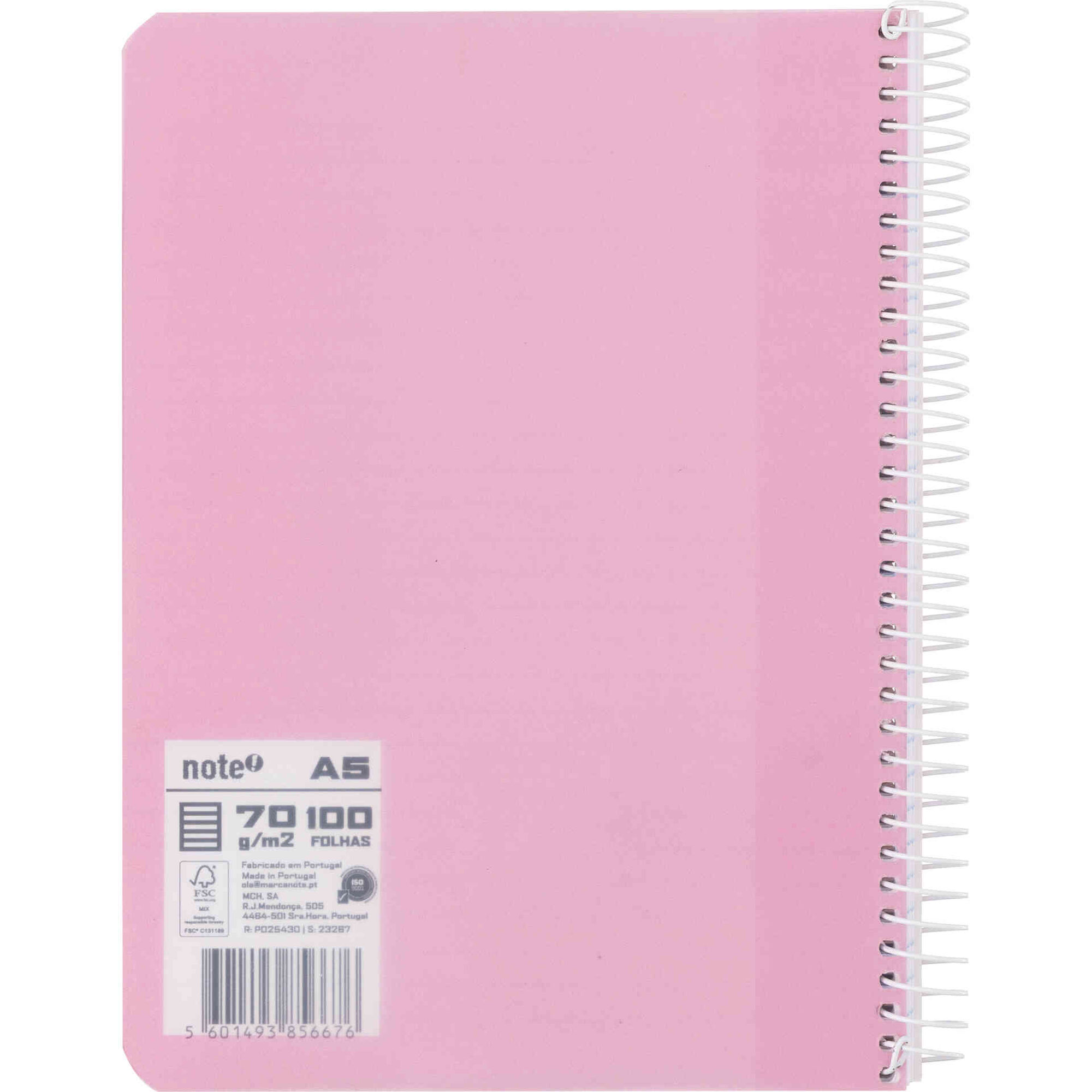 Caderno Espiral A5 Pautado (v&aacute;rias cores) Note!