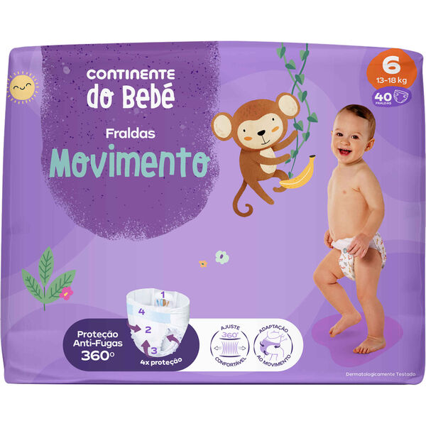 Fraldas Movimento 13-18kg T6 Continente do Bebé
