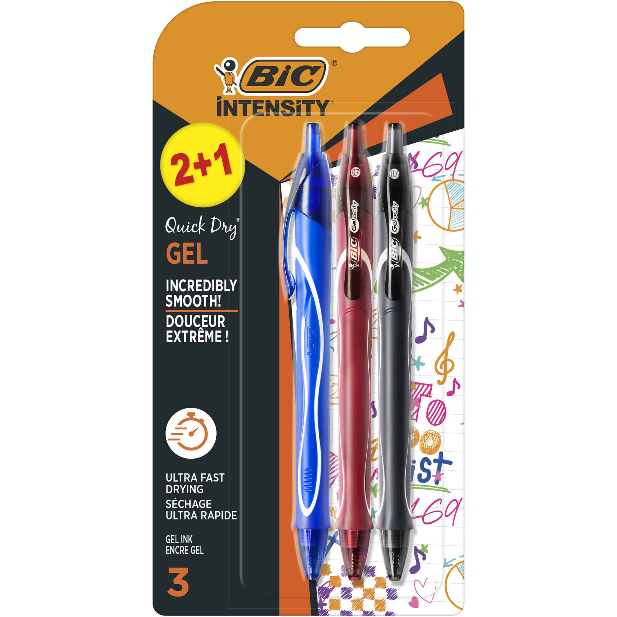 Esferográfica Gel-ocity Quick Dry de Tinta Gel Azul, Preta e Vermelha Esferográfica Gel-ocity Quick Dry de Tinta Gel Azul, Preta e Vermelha