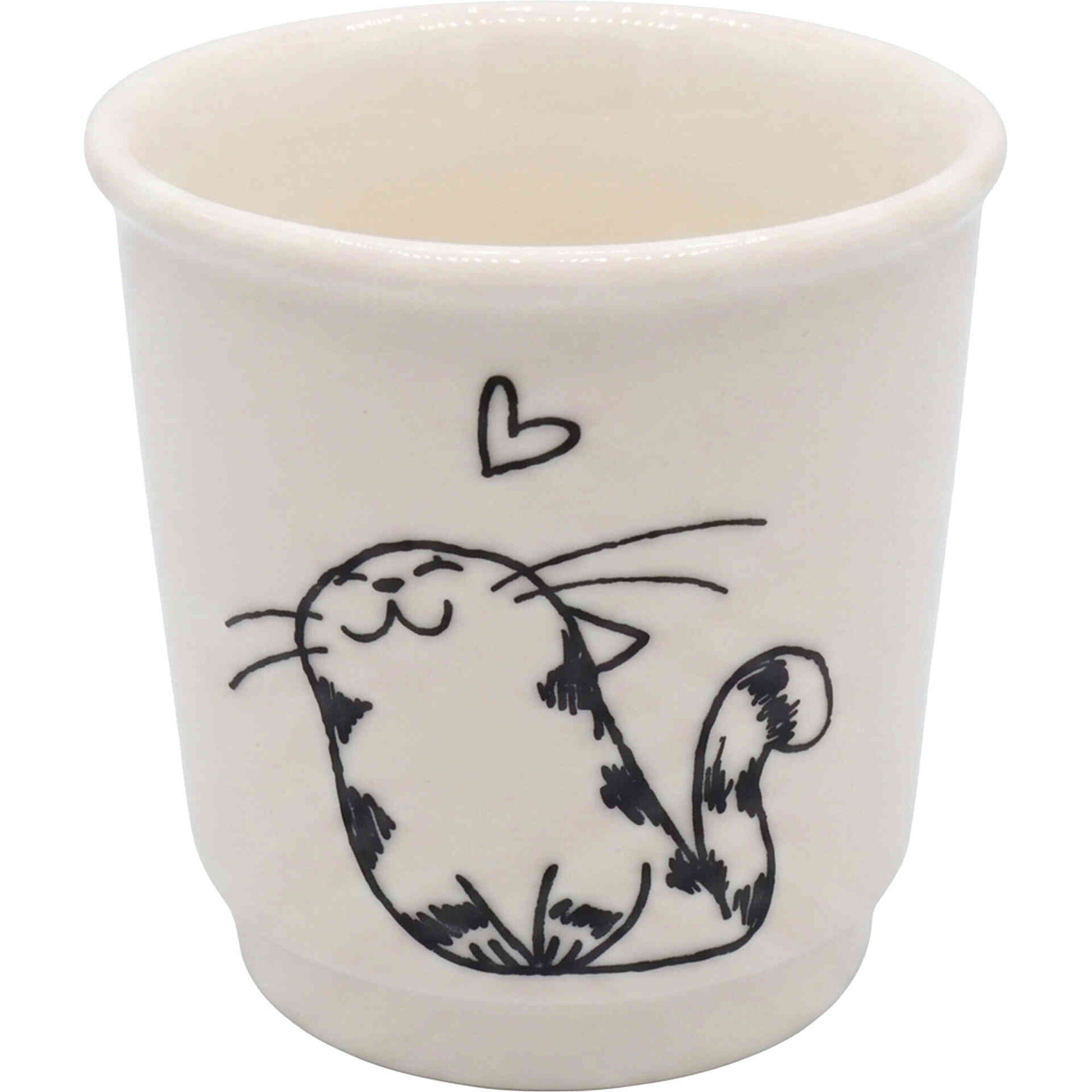 Copo Caf&eacute; 90ml Gato Cora&ccedil;&atilde;o Kasa