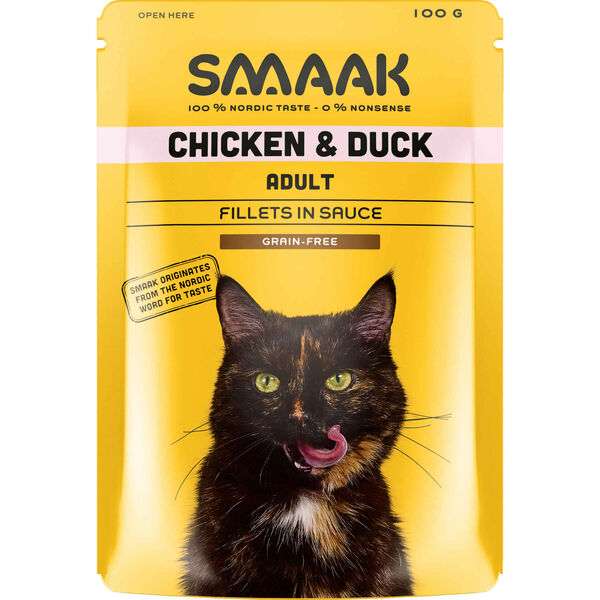 Comida Húmida para Gato Adulto Sem Cereais Frango e Pato Saquetas Smaak