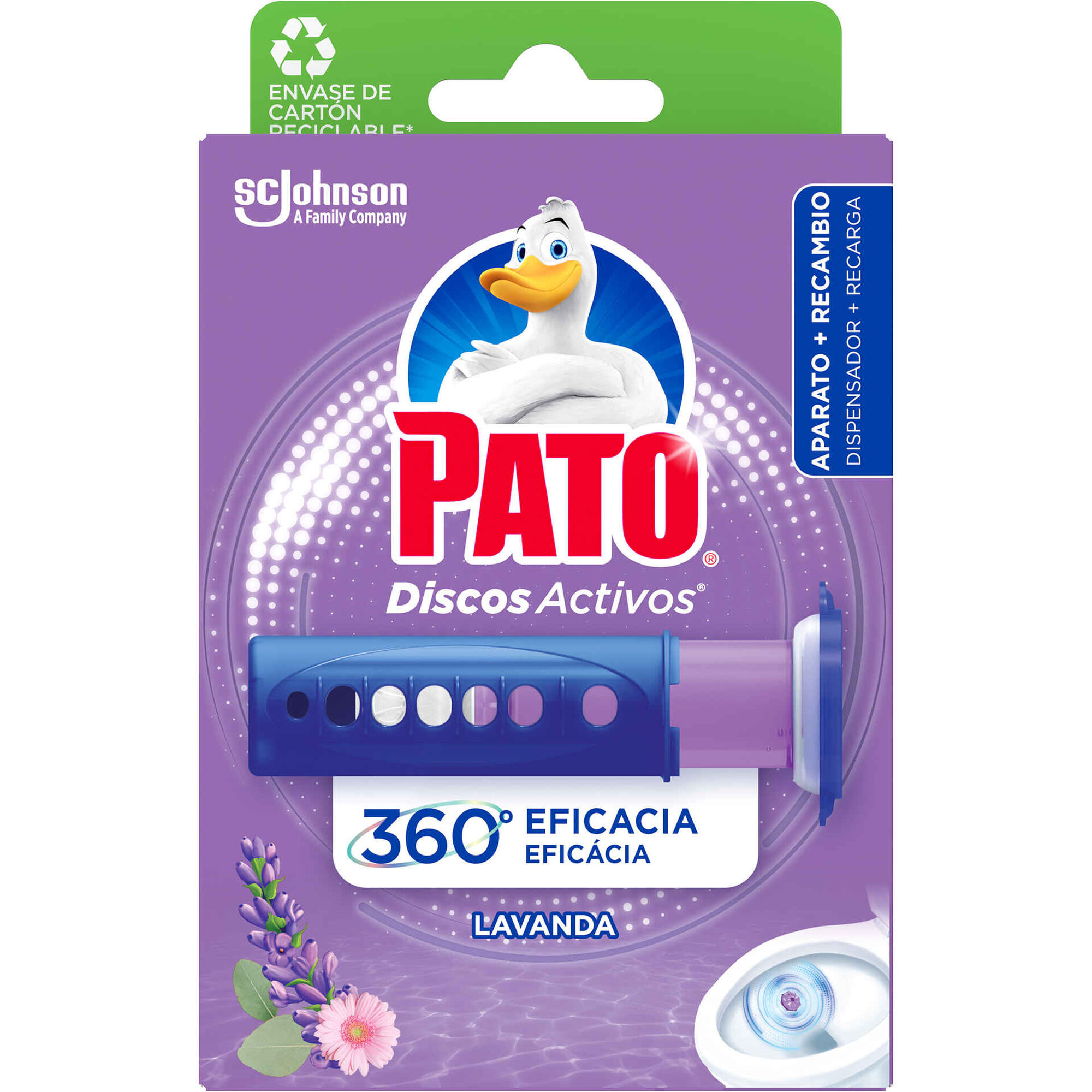 Discos Sanitários Ativos Gel Dispensador + Recarga Lavanda