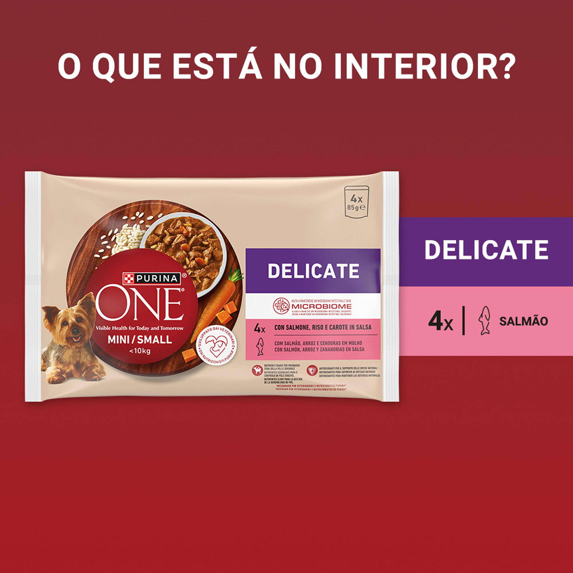 Comida H&uacute;mida para C&atilde;o Adulto Delicate Salm&atilde;o Purina One Mini