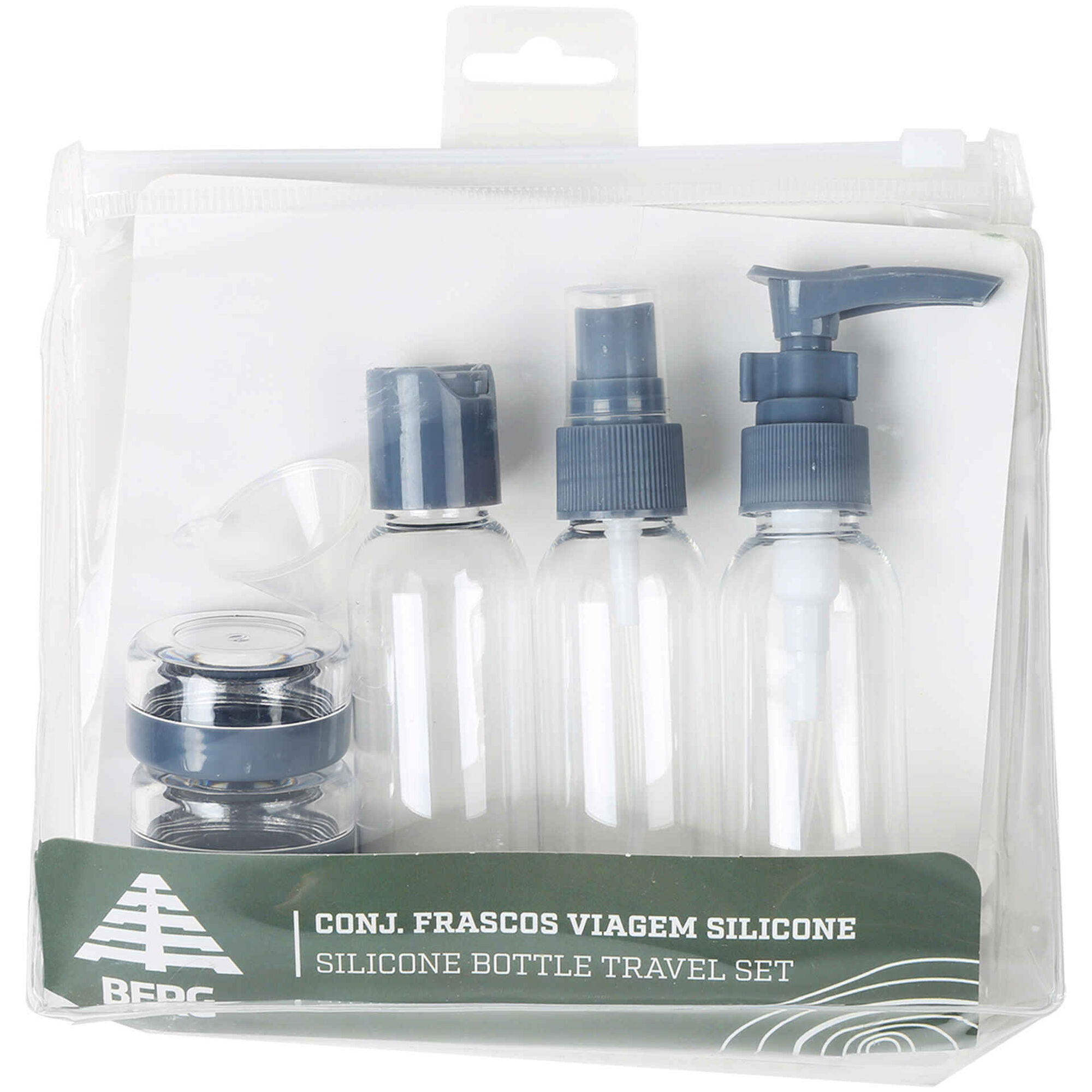 Conjunto 5 Frascos Viagem Cinza Conjunto 5 Frascos Viagem Cinza