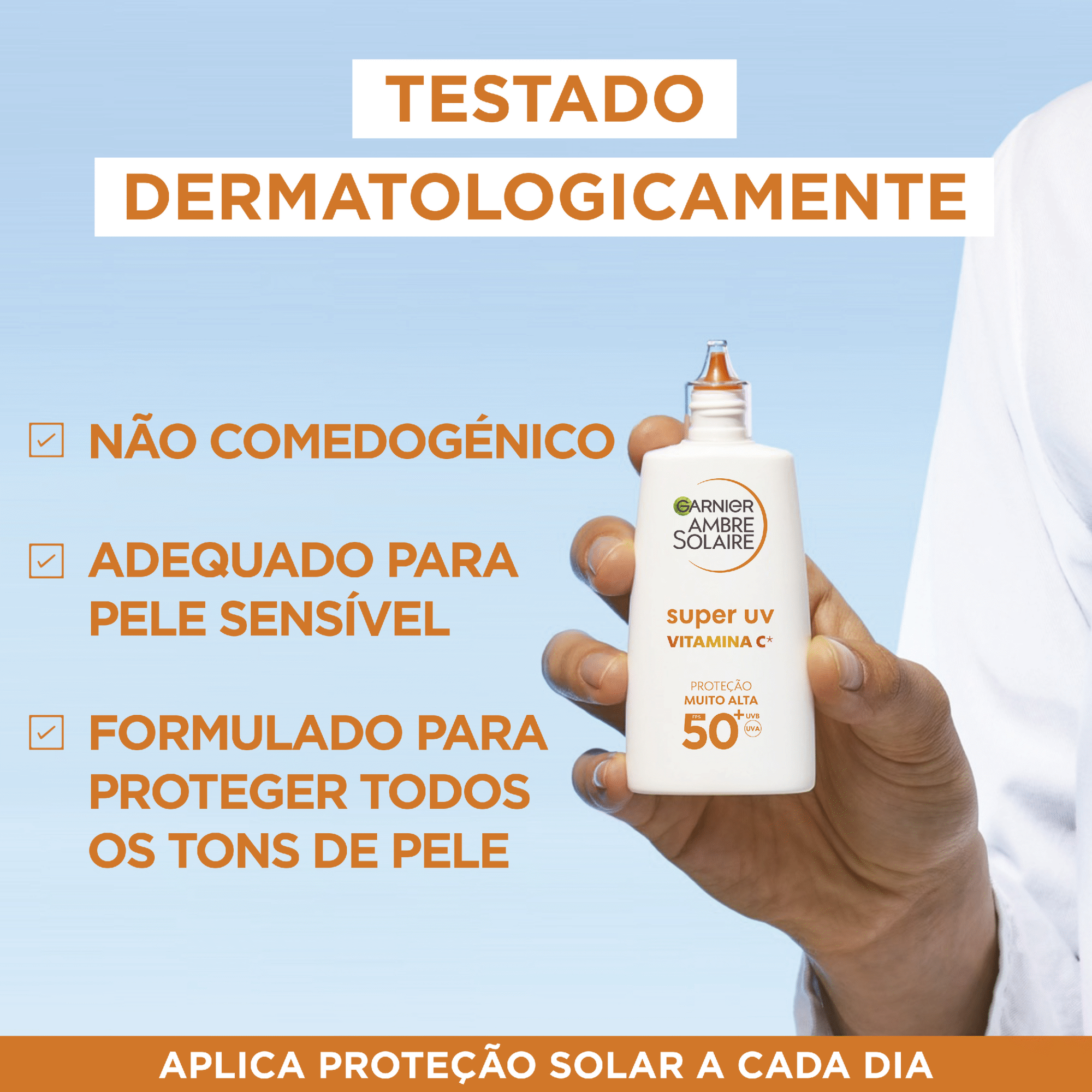 Protetor Solar Rosto Flu&iacute;do Anti-Manchas FPS 50+ Garnier Ambre Solaire