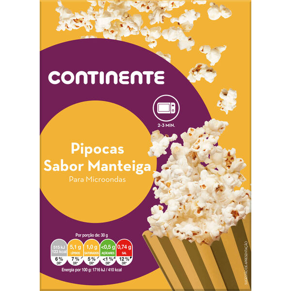 Pipocas Manteiga Micro-ondas Continente