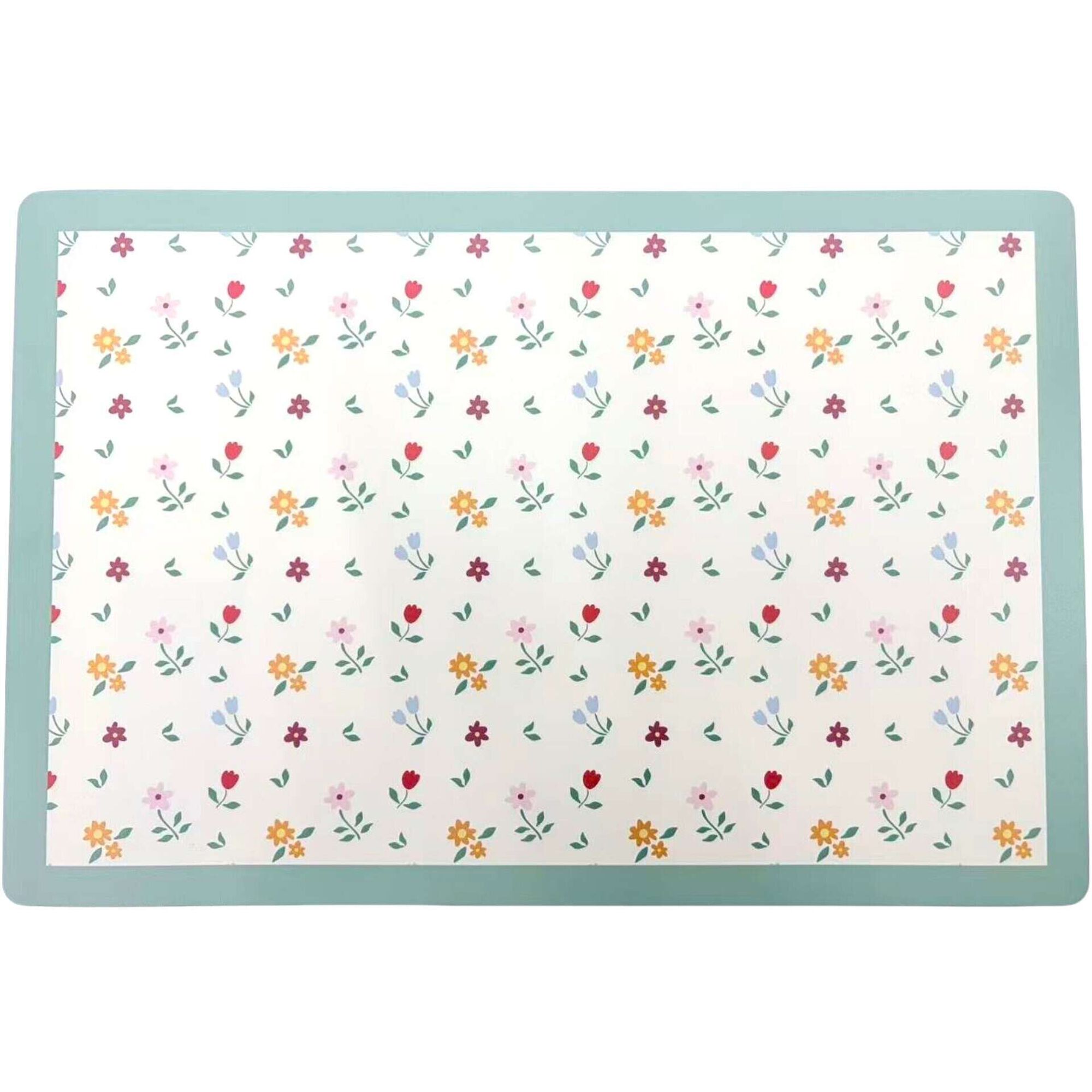 Individual 45x30cm Verde Flores Rustic Country Kasa