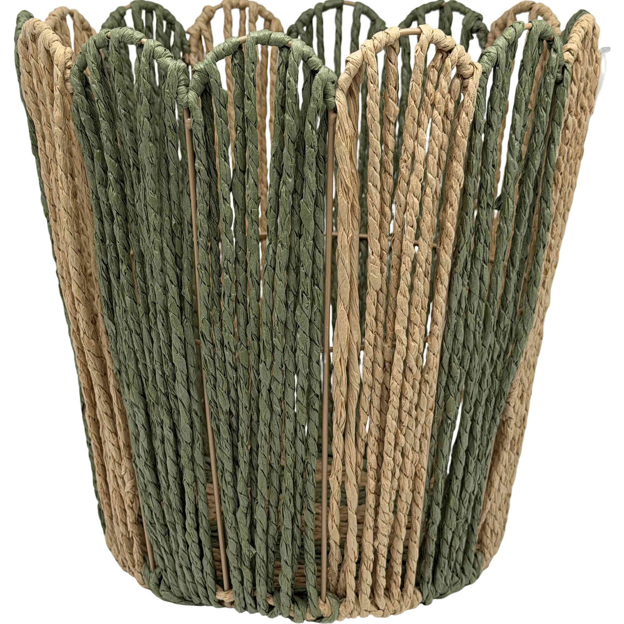 Cesto Alto Recortado 31x31cm Riscas Verdes Kasa